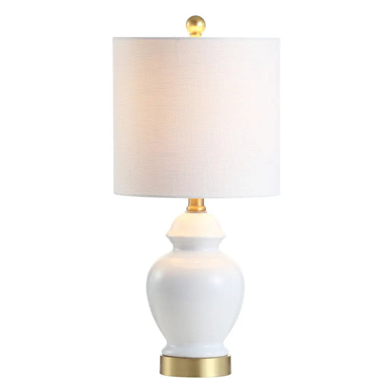 20" White And Gold Urn Table Lamp With Drum Shade Homeroots Lighting