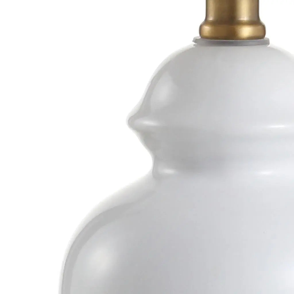 20" White And Gold Urn Table Lamp With Drum Shade Homeroots Lighting