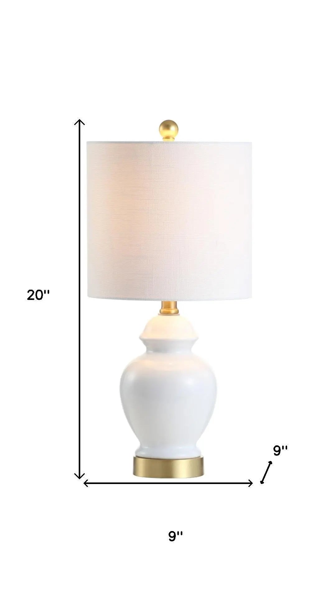 20" White And Gold Urn Table Lamp With Drum Shade Homeroots Lighting