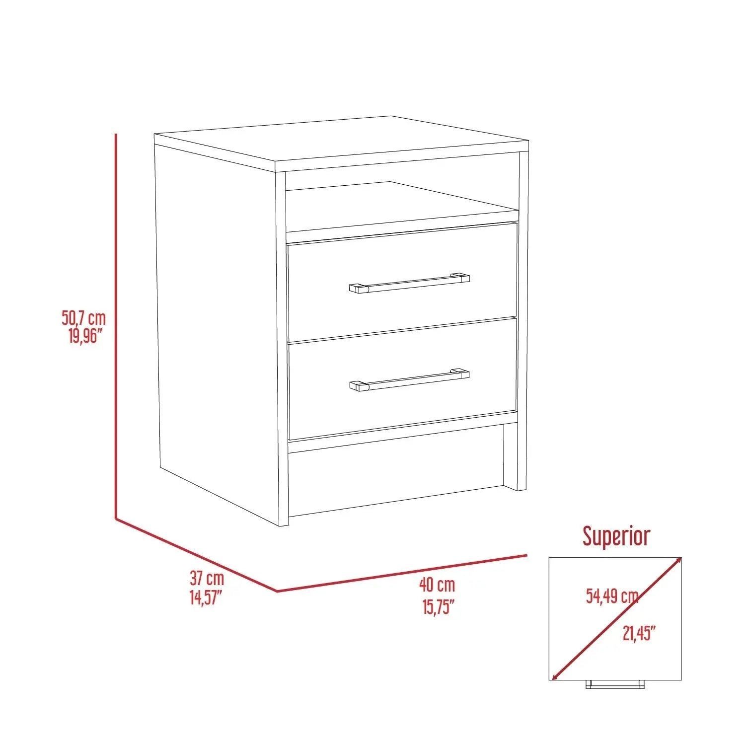 20" White And Natural Wood Two Drawer Nightstand Homeroots Bed & Bath