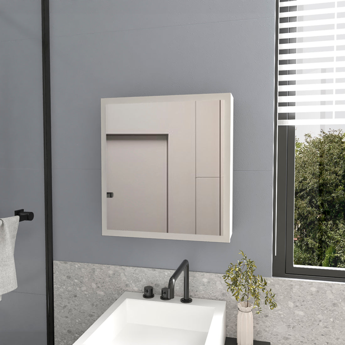 20" White Wood Floating Bathroom Vanity And Medicine Cabinet With Mirror - GreatEagleInc
