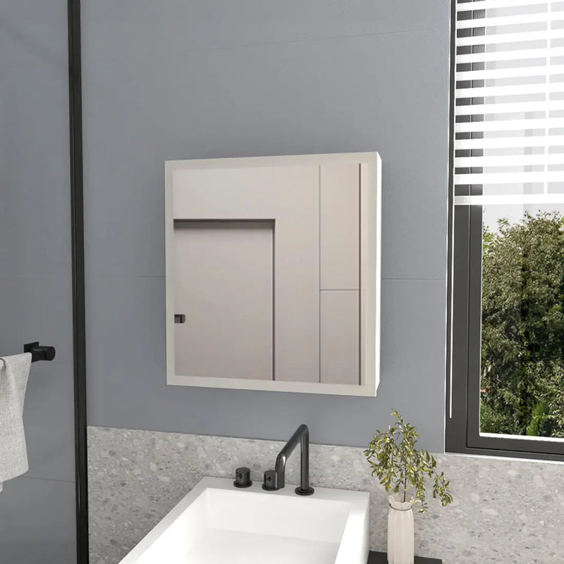 20" White Wood Floating Bathroom Vanity And Medicine Cabinet With Mirror - GreatEagleInc