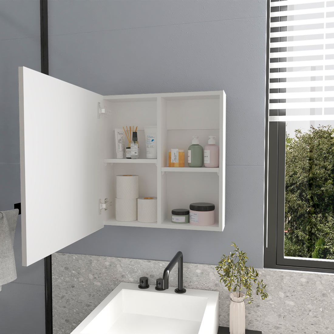 20" White Wood Floating Bathroom Vanity And Medicine Cabinet With Mirror - GreatEagleInc