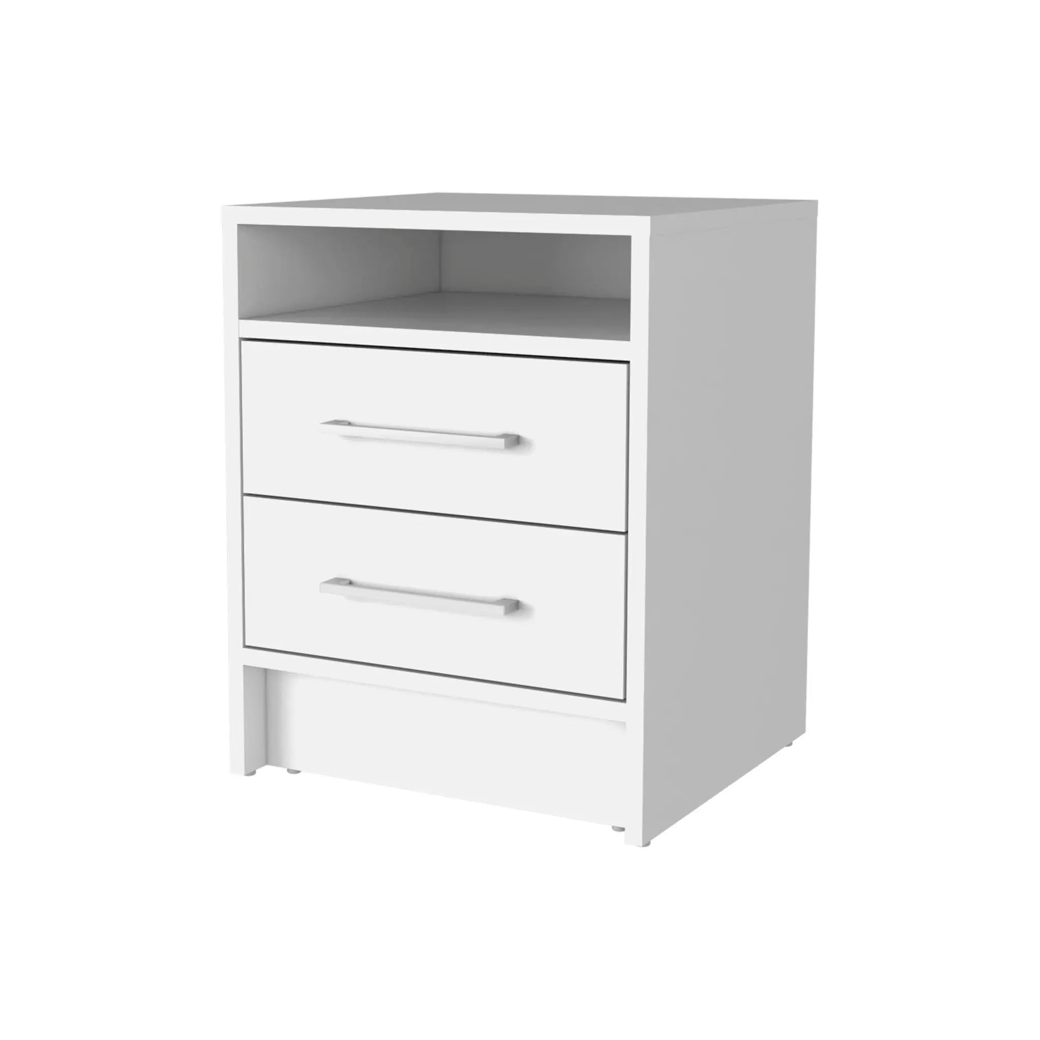 20" White Wood Two Drawer Nightstand Homeroots Bed & Bath