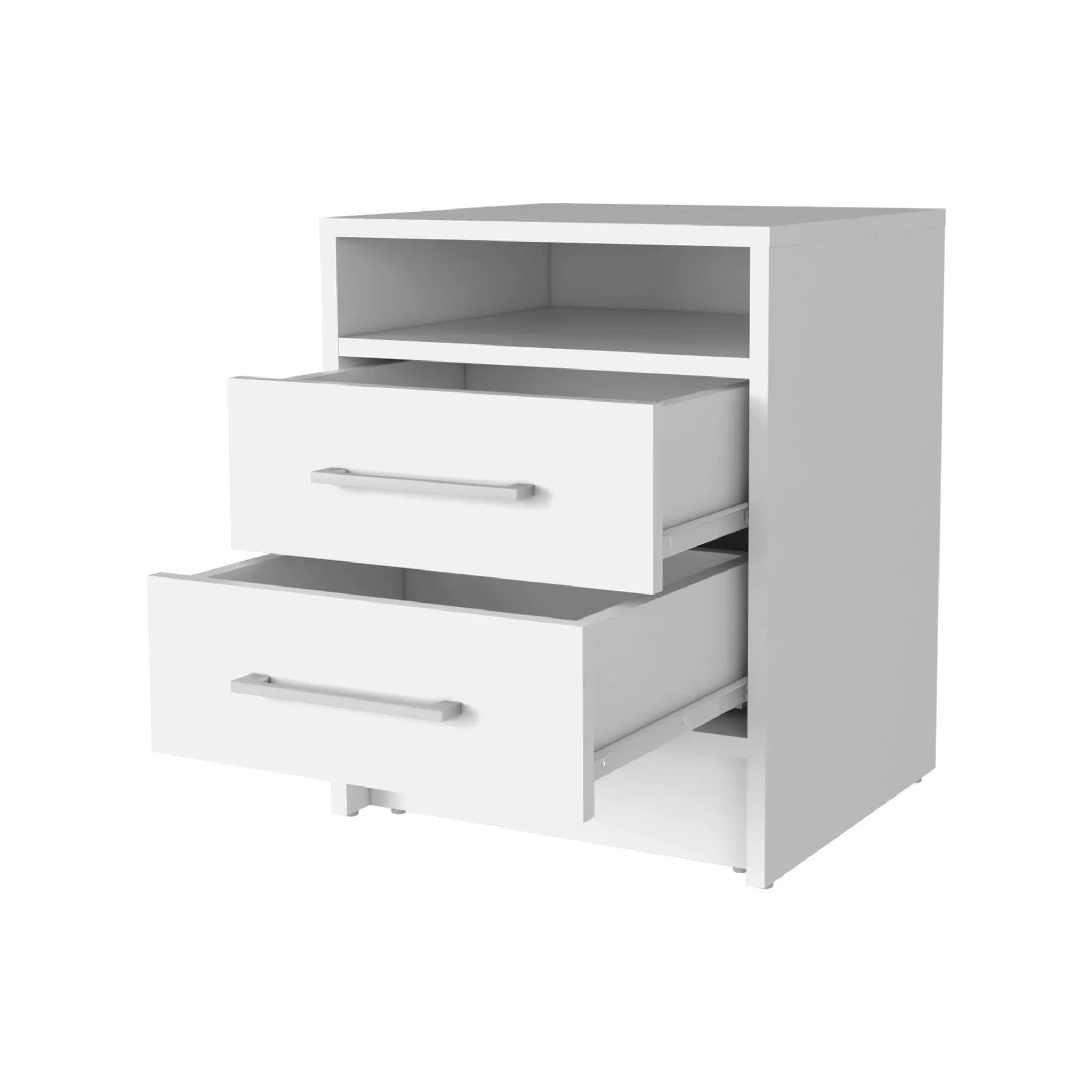 20" White Wood Two Drawer Nightstand Homeroots Bed & Bath