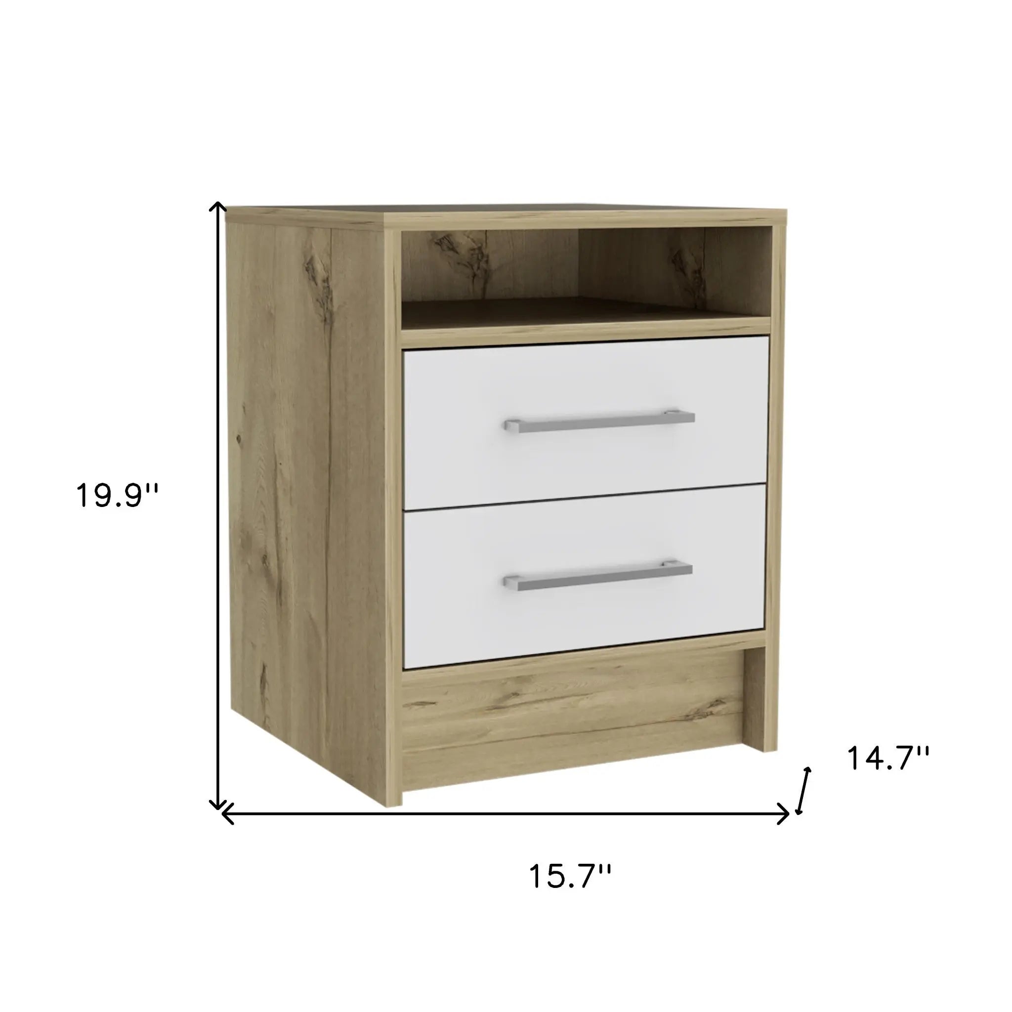 20" White Wood Two Drawer Nightstand Homeroots Bed & Bath