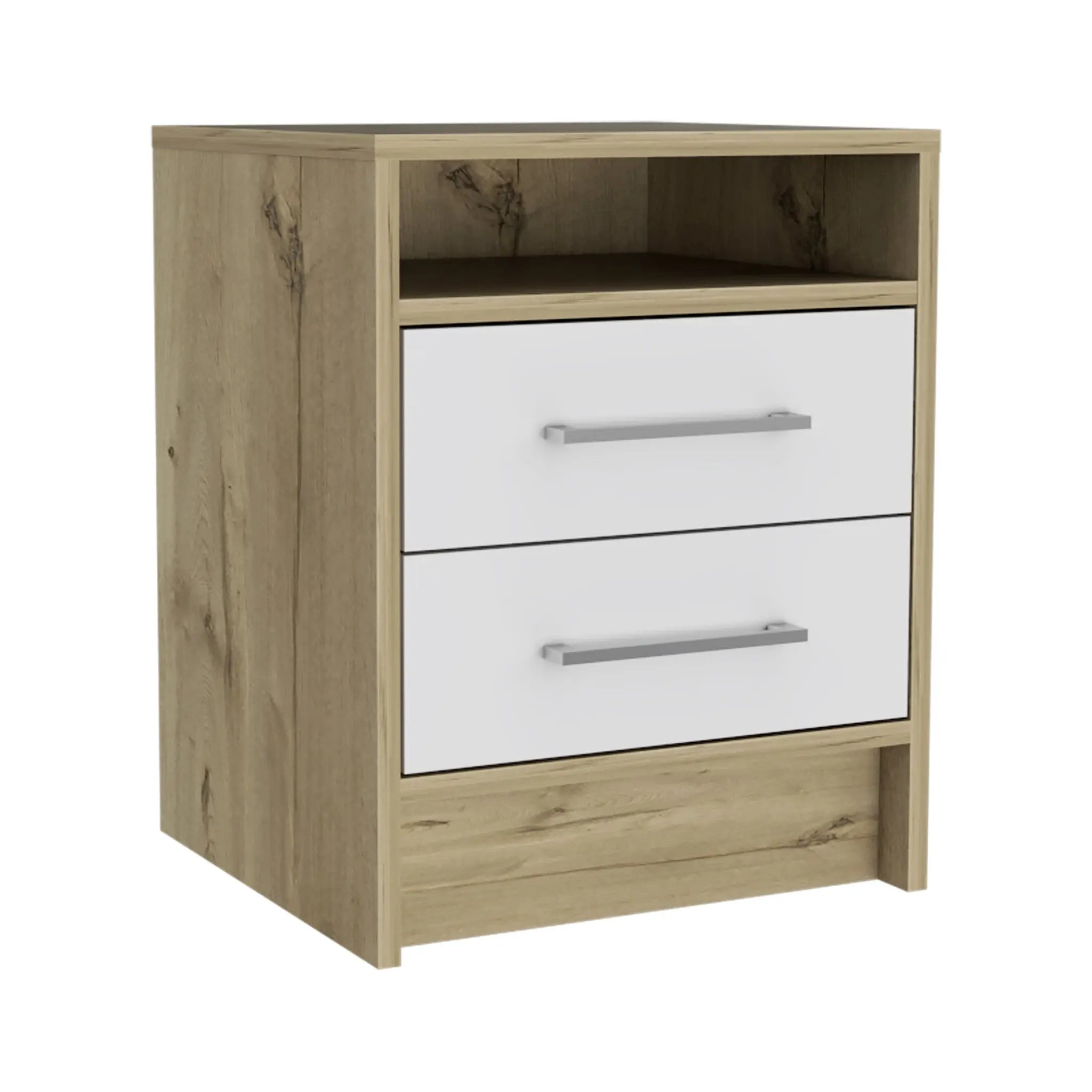 20" White Wood Two Drawer Nightstand Homeroots Bed & Bath