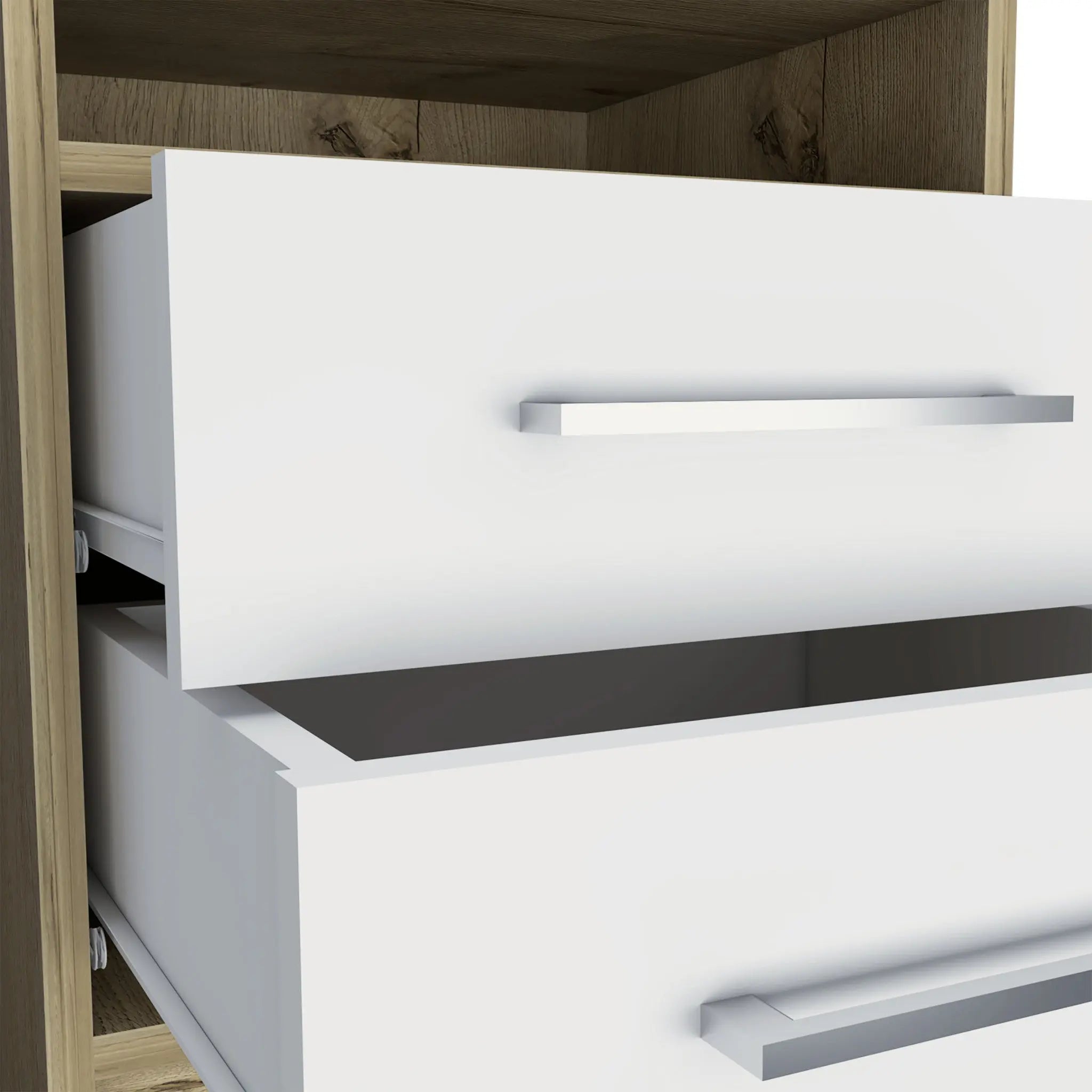 20" White Wood Two Drawer Nightstand Homeroots Bed & Bath