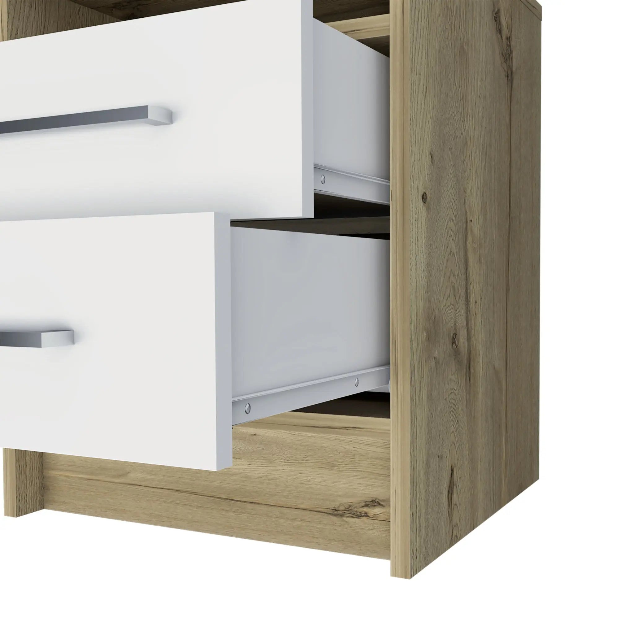 20" White Wood Two Drawer Nightstand Homeroots Bed & Bath