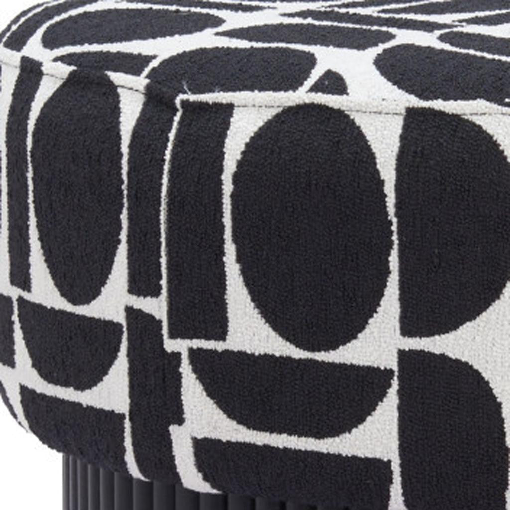 20" White and Black Fabric Round Ottoman - GreatEagleInc