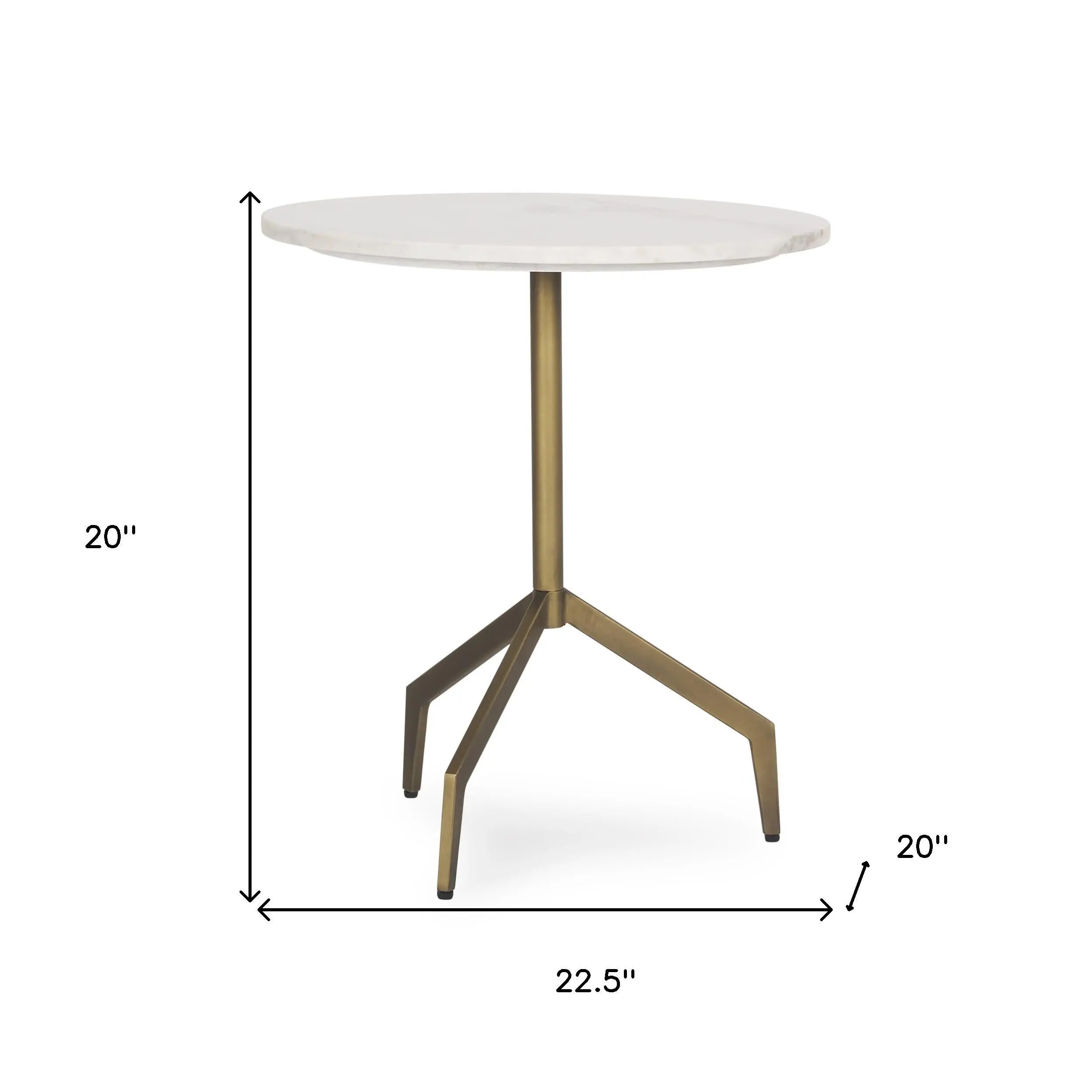 20" White and Gold Stone and Iron Oval End Table Homeroots Living Room
