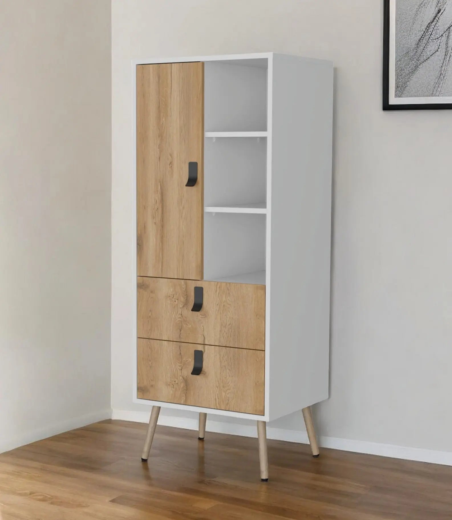 20" White and Natural Two Drawer Dresser Homeroots Bed & Bath