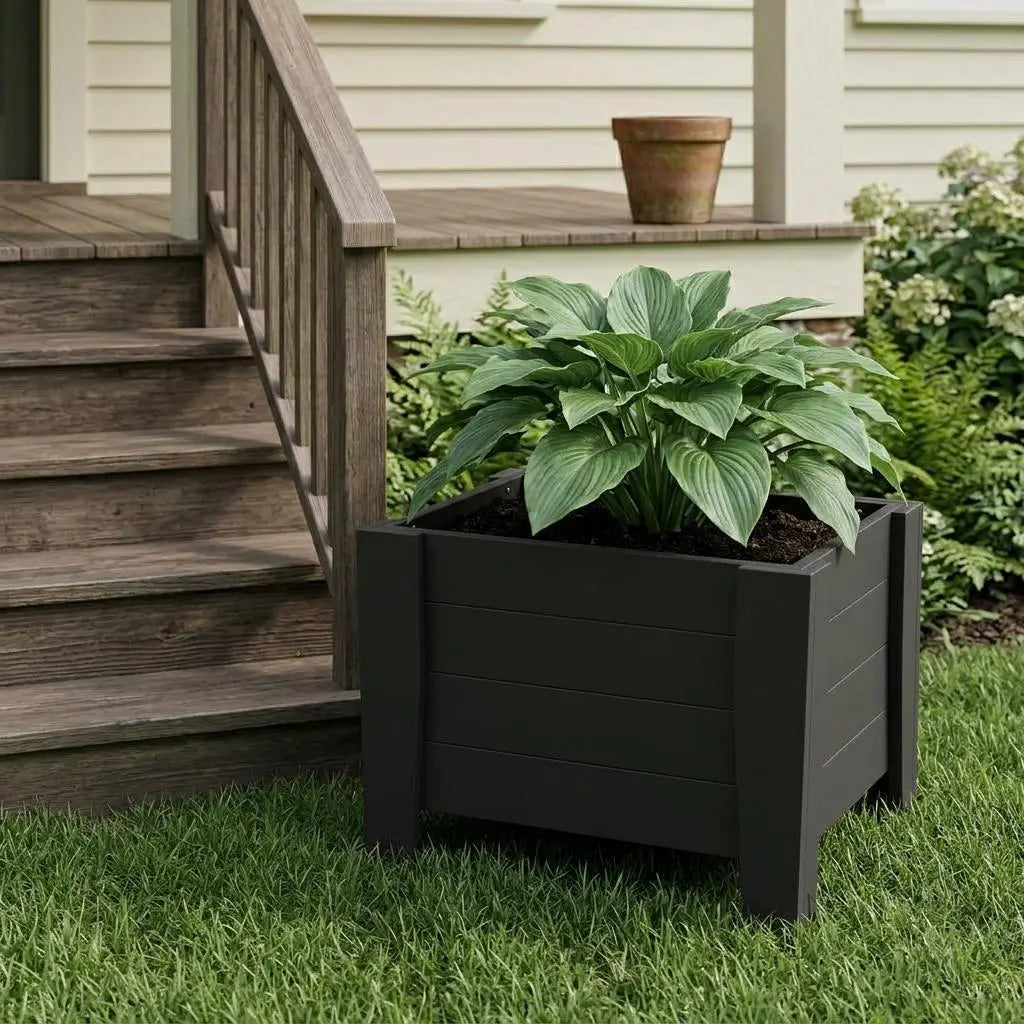 20" X 18" Black Heavy Duty Plastic Square Planter Box Homeroots Outdoor
