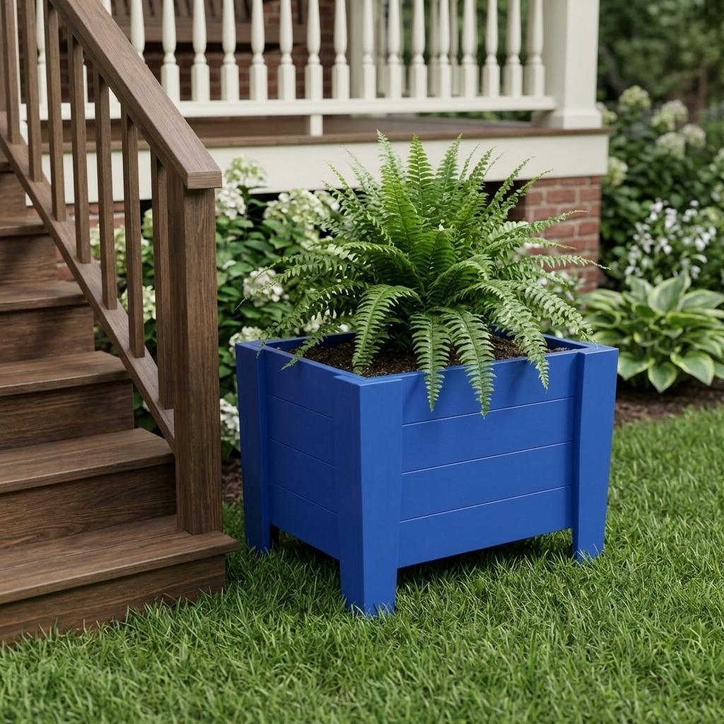 20" X 18" Blue Heavy Duty Plastic Square Planter Box Homeroots Outdoor