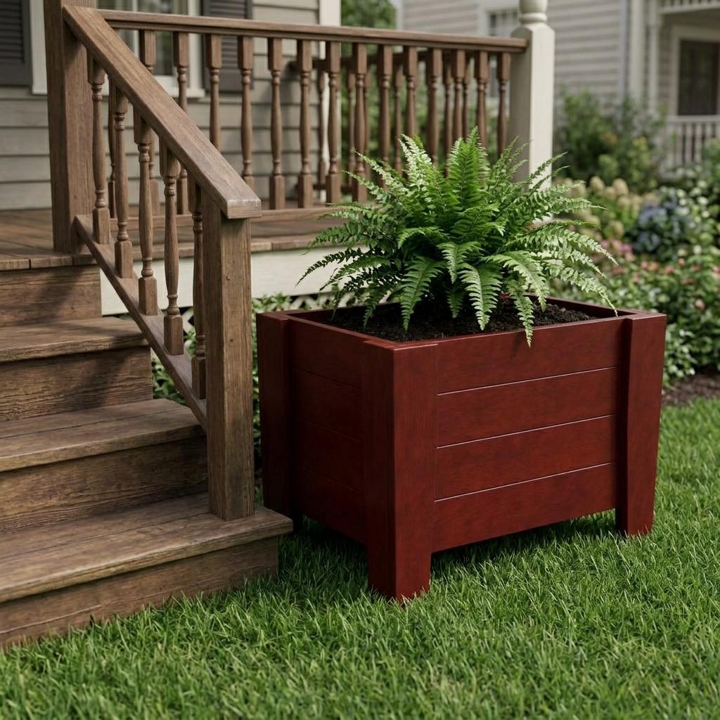20" X 18" Mahogany Heavy Duty Plastic Square Planter Box Homeroots Outdoor