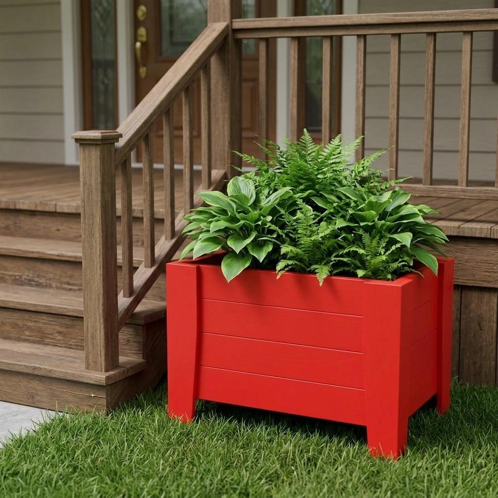 20" X 18" Red Heavy Duty Plastic Square Planter Box Homeroots Outdoor
