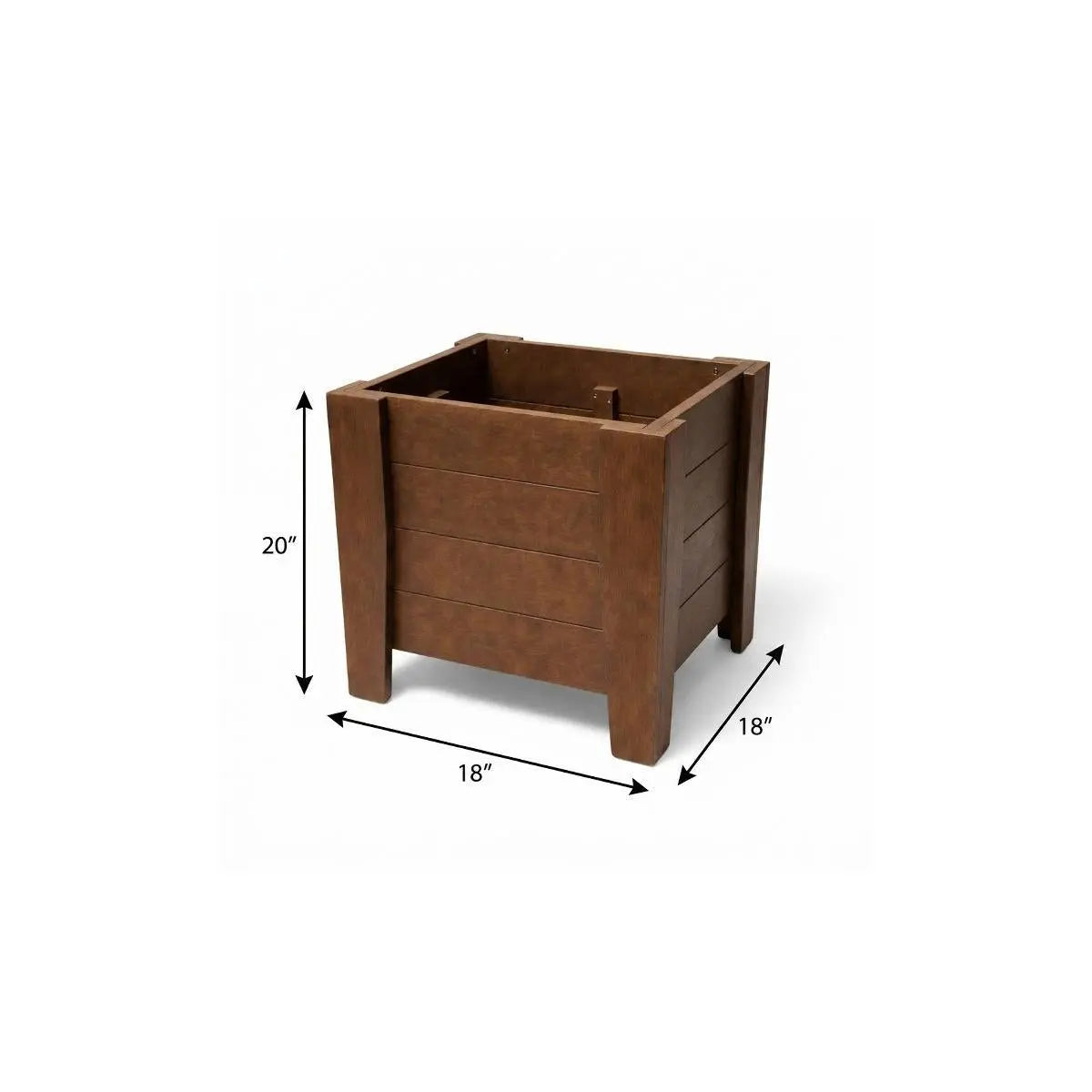 20" X 18" Walnut Heavy Duty Plastic Square Planter Box Homeroots Outdoor