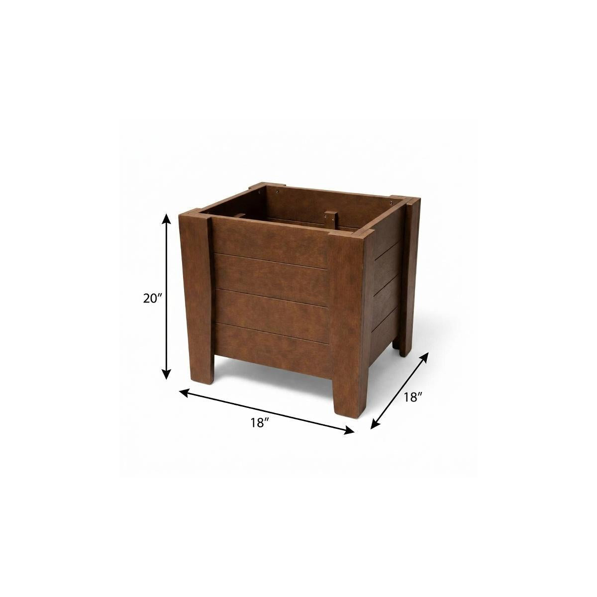 20" X 18" Walnut Heavy Duty Plastic Square Planter Box Homeroots Outdoor