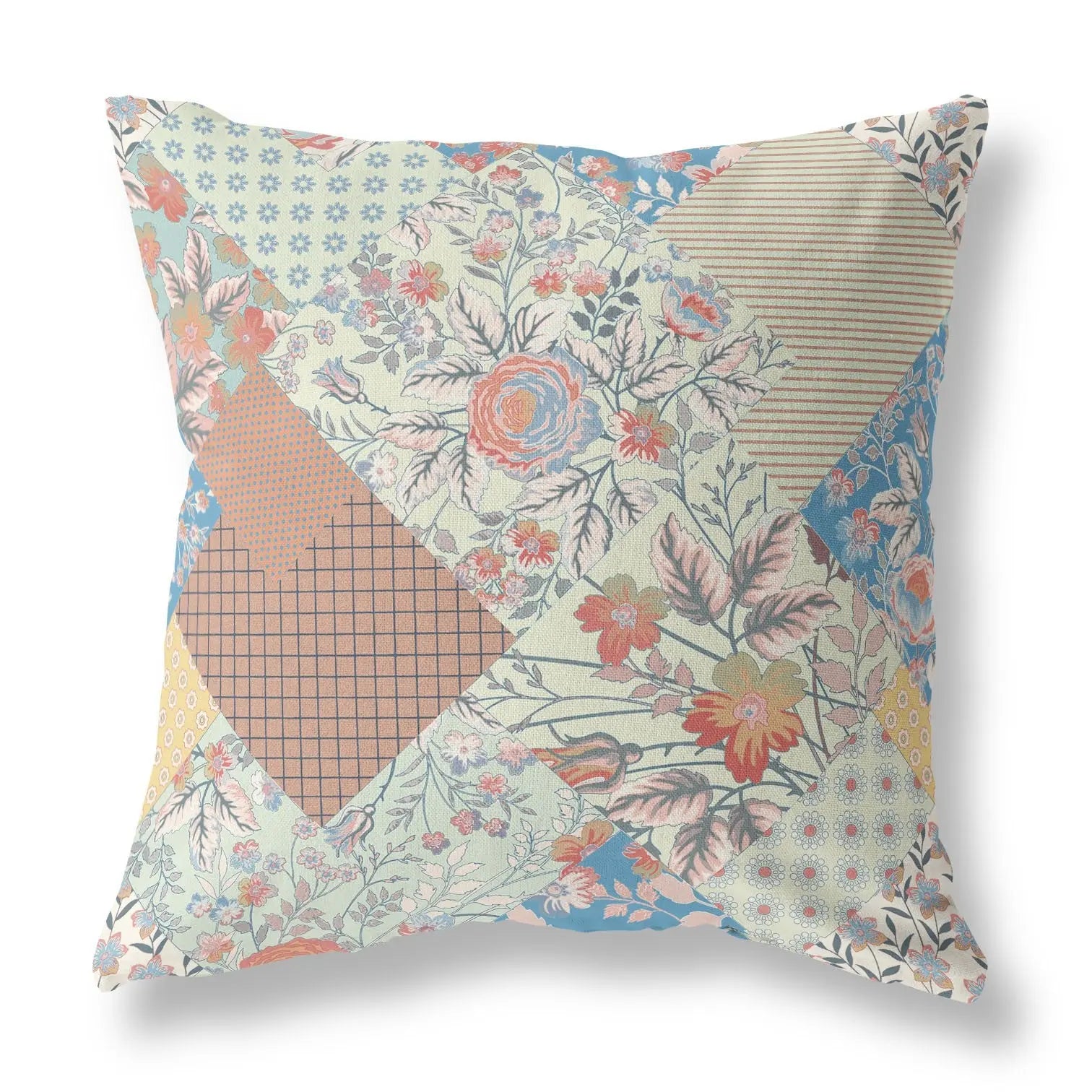 20" X 20" Cream Floral Indoor Outdoor Throw Pillow Homeroots Outdoor