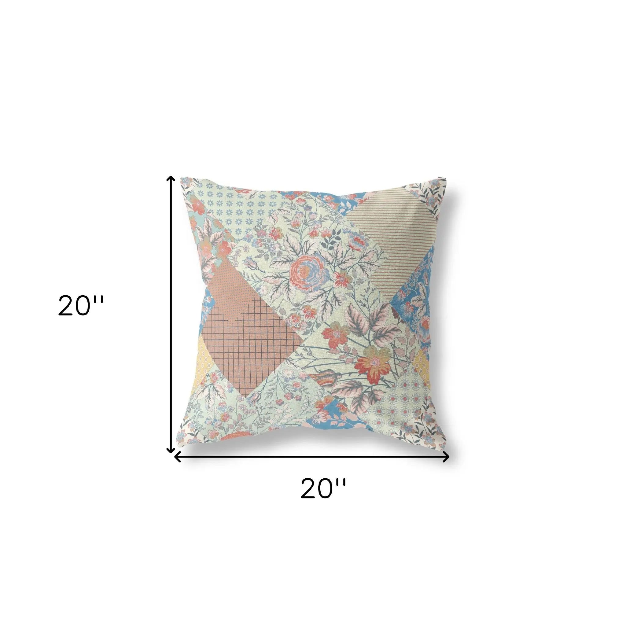 20" X 20" Cream Floral Indoor Outdoor Throw Pillow Homeroots Outdoor
