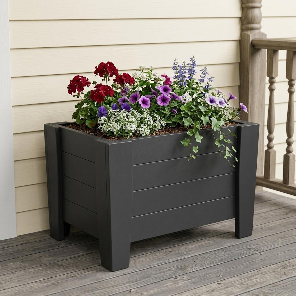 20" X 24" Black Heavy Duty Plastic Square Planter Box Homeroots Outdoor