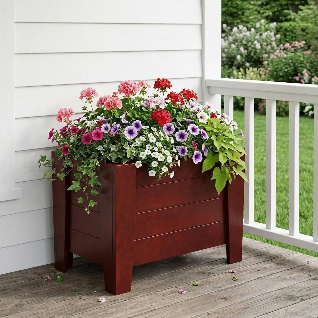 20" X 24" Mahogany Heavy Duty Plastic Square Planter Box Homeroots Outdoor