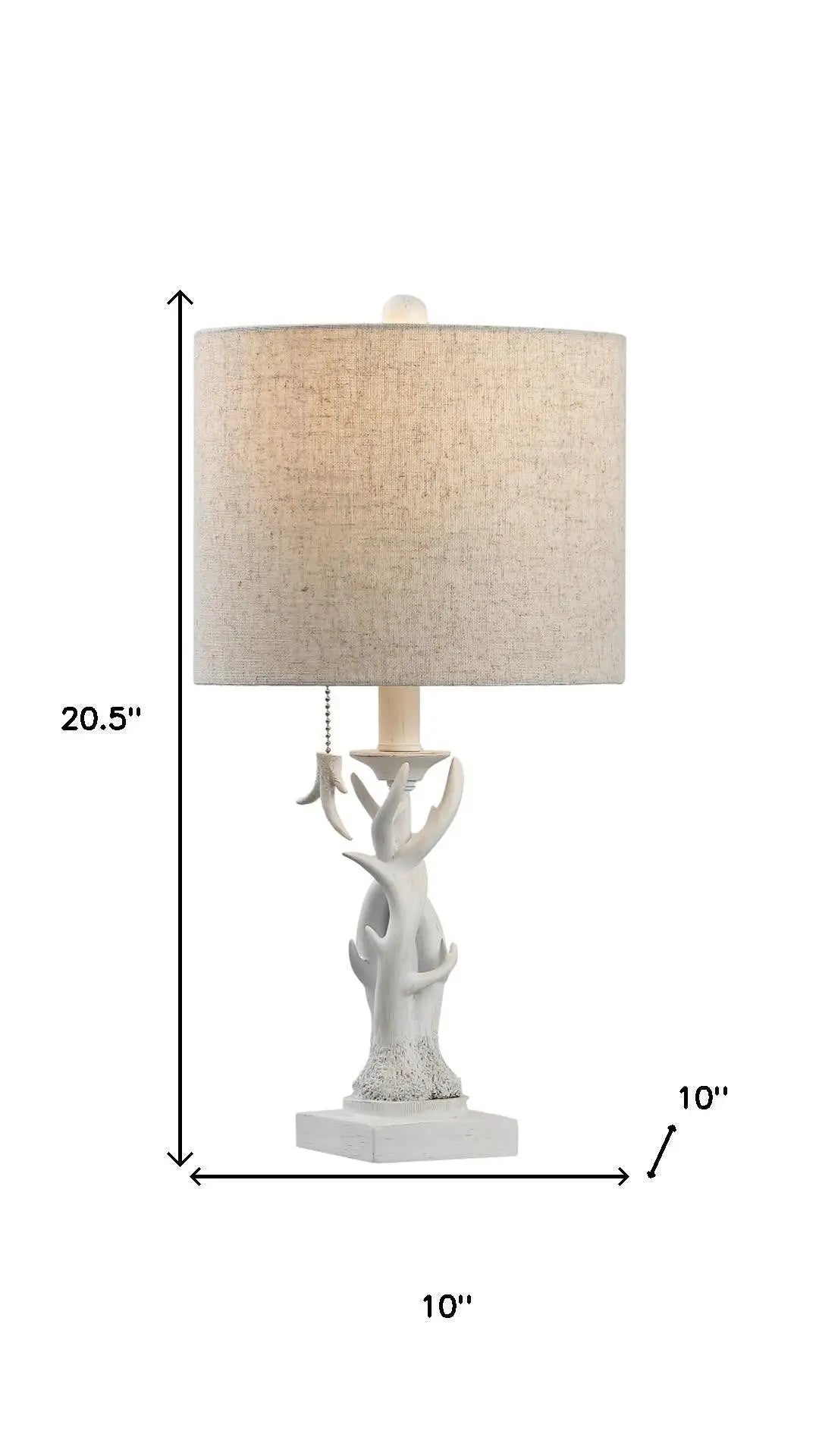 21" Antiqued White Antlers Desk Lamp With Drum Shade Homeroots Lighting