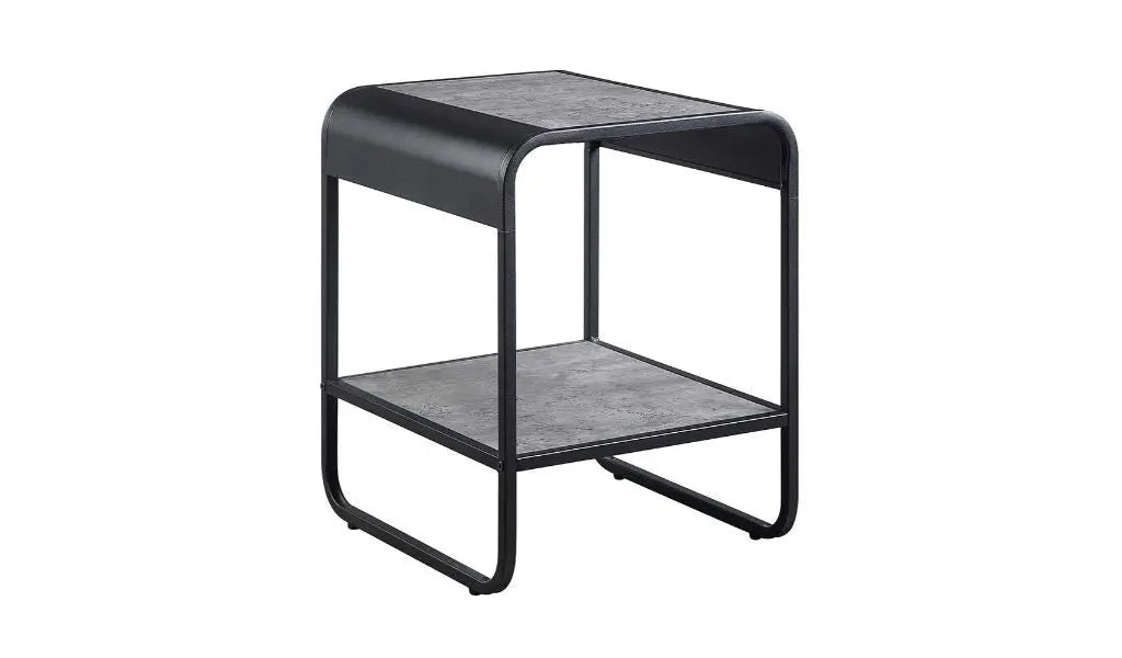 21" Black And Concrete Gray Manufactured Wood And Metal Rectangular End Table With Shelf Homeroots Living Room