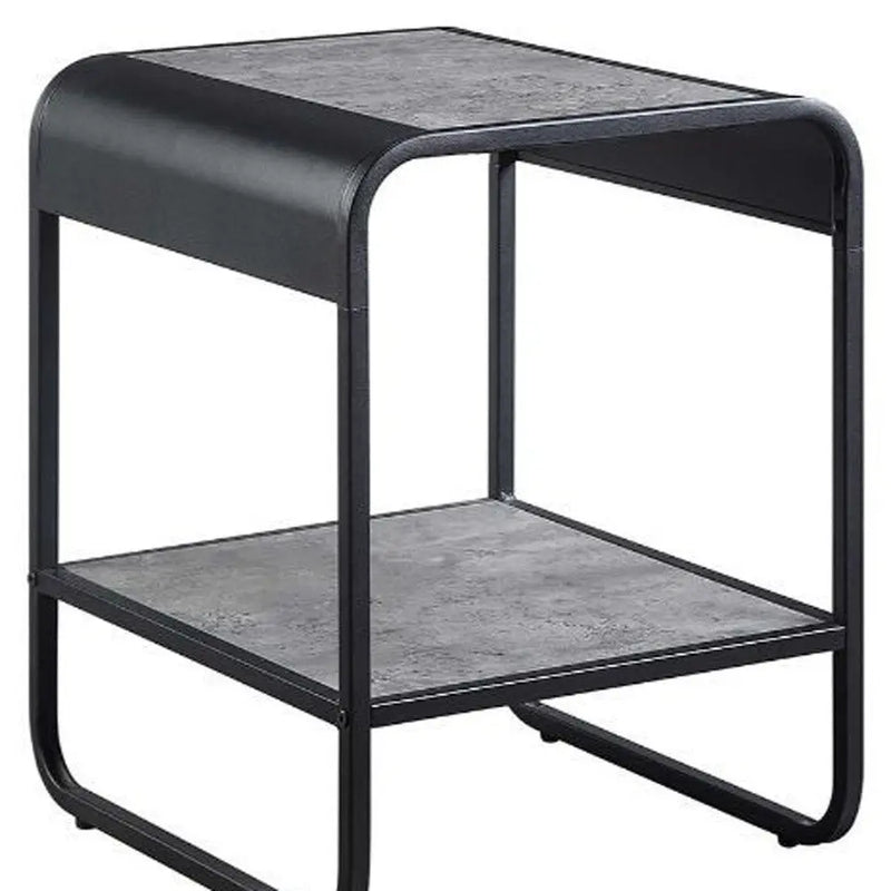 21" Black And Concrete Gray Manufactured Wood And Metal Rectangular End Table With Shelf Homeroots Living Room