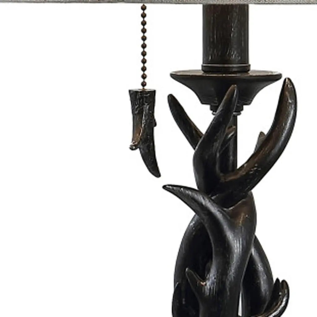 21" Black Antlers Table Lamp With Drum Shade Homeroots Lighting