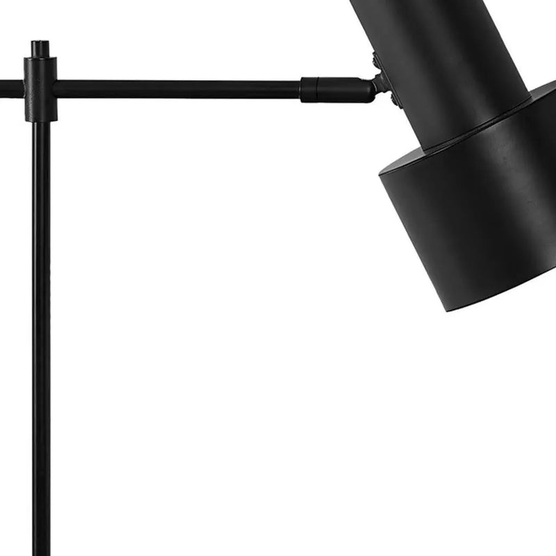 21" Black Metal Round USB Table Lamp With Black Drum Shade Homeroots Lighting