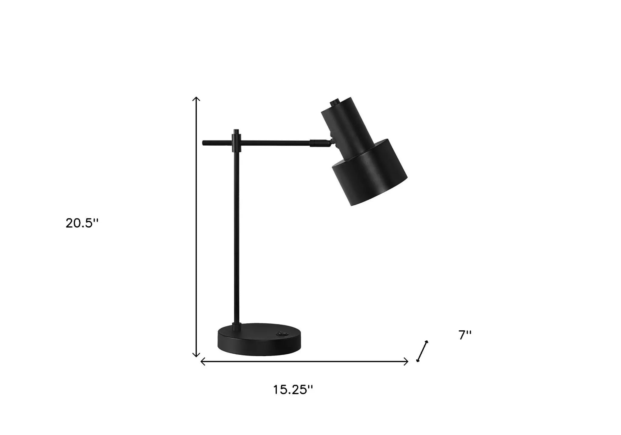 21" Black Metal Round USB Table Lamp With Black Drum Shade Homeroots Lighting