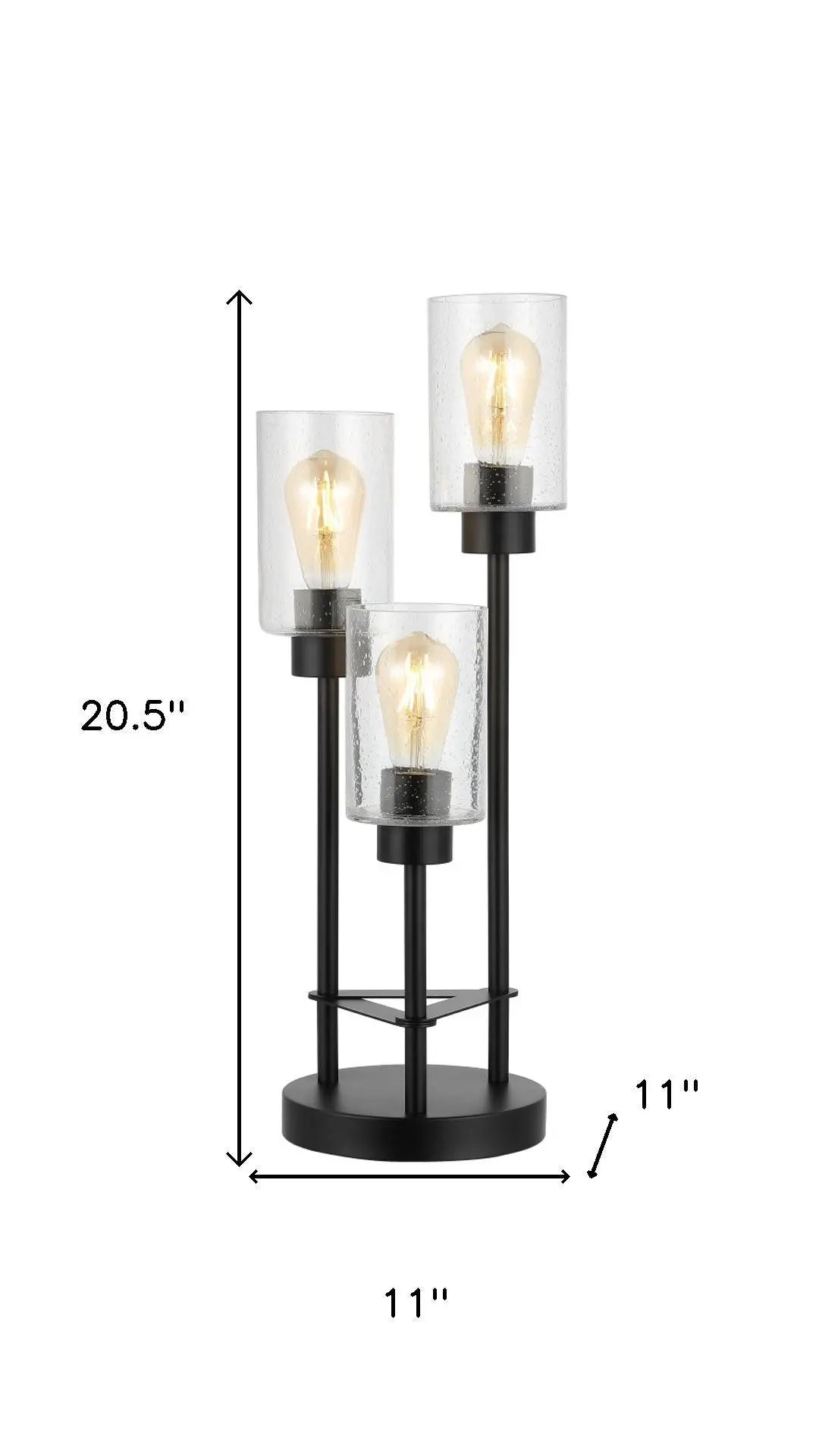 21" Black Three Light Novelty Table Lamp With Cylinder Shade Homeroots Lighting