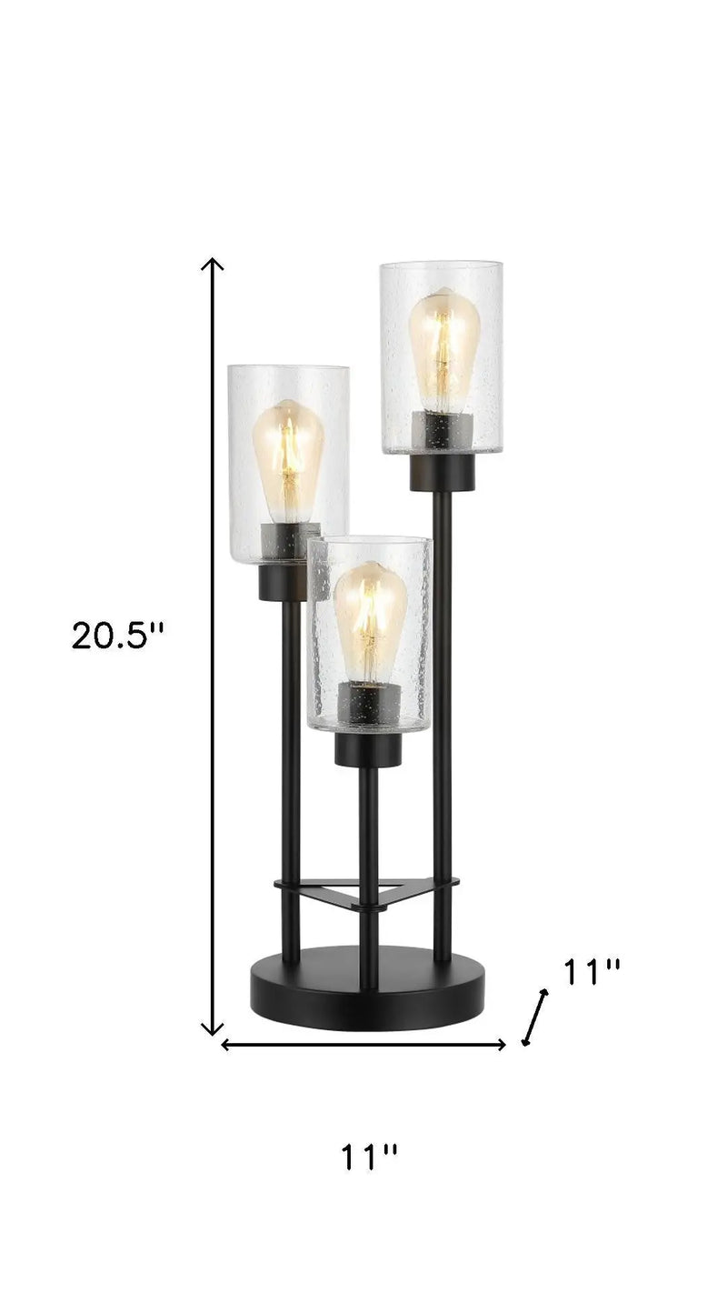 21" Black Three Light Novelty Table Lamp With Cylinder Shade Homeroots Lighting
