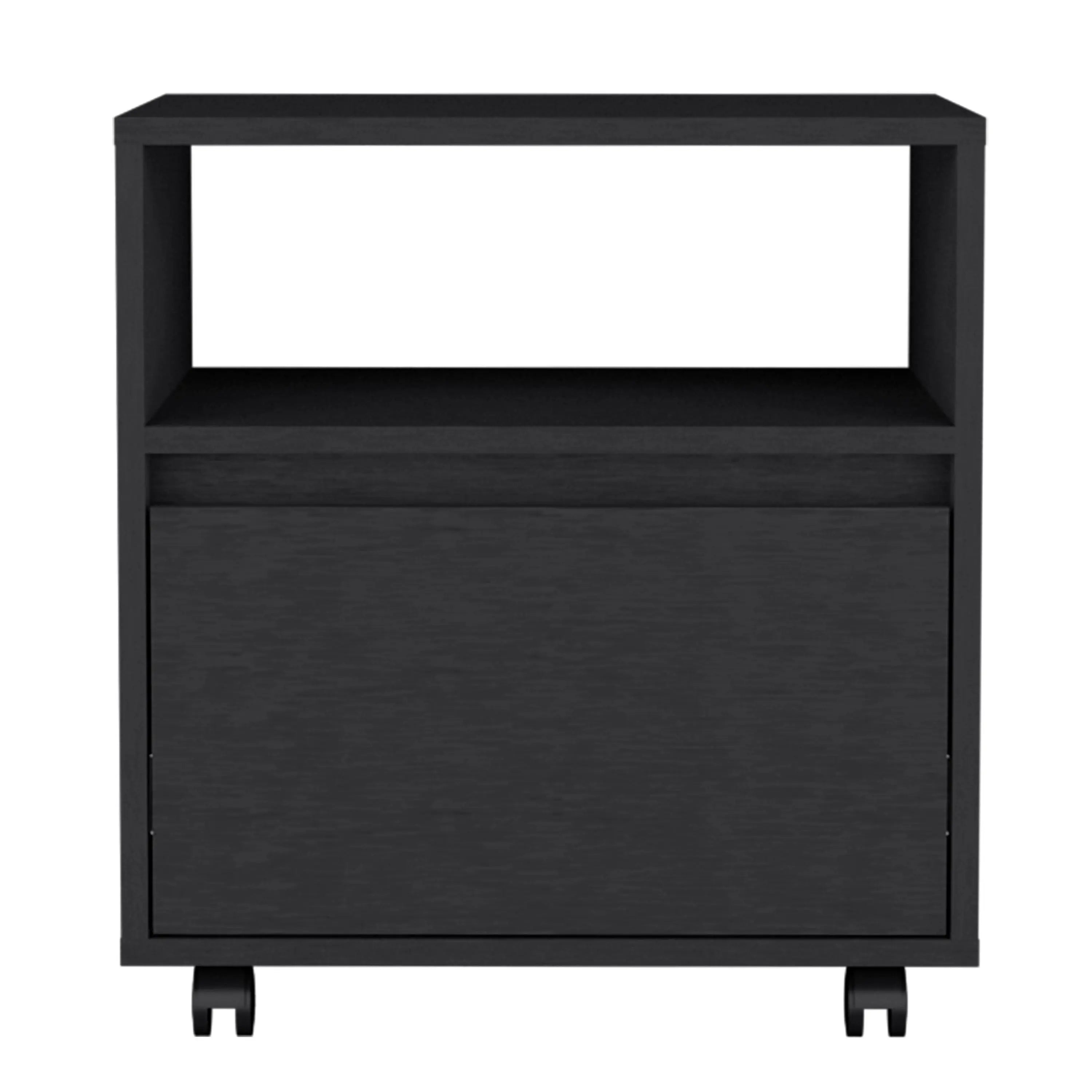 21" Black Wood One Drawer Nightstand Homeroots Bed & Bath