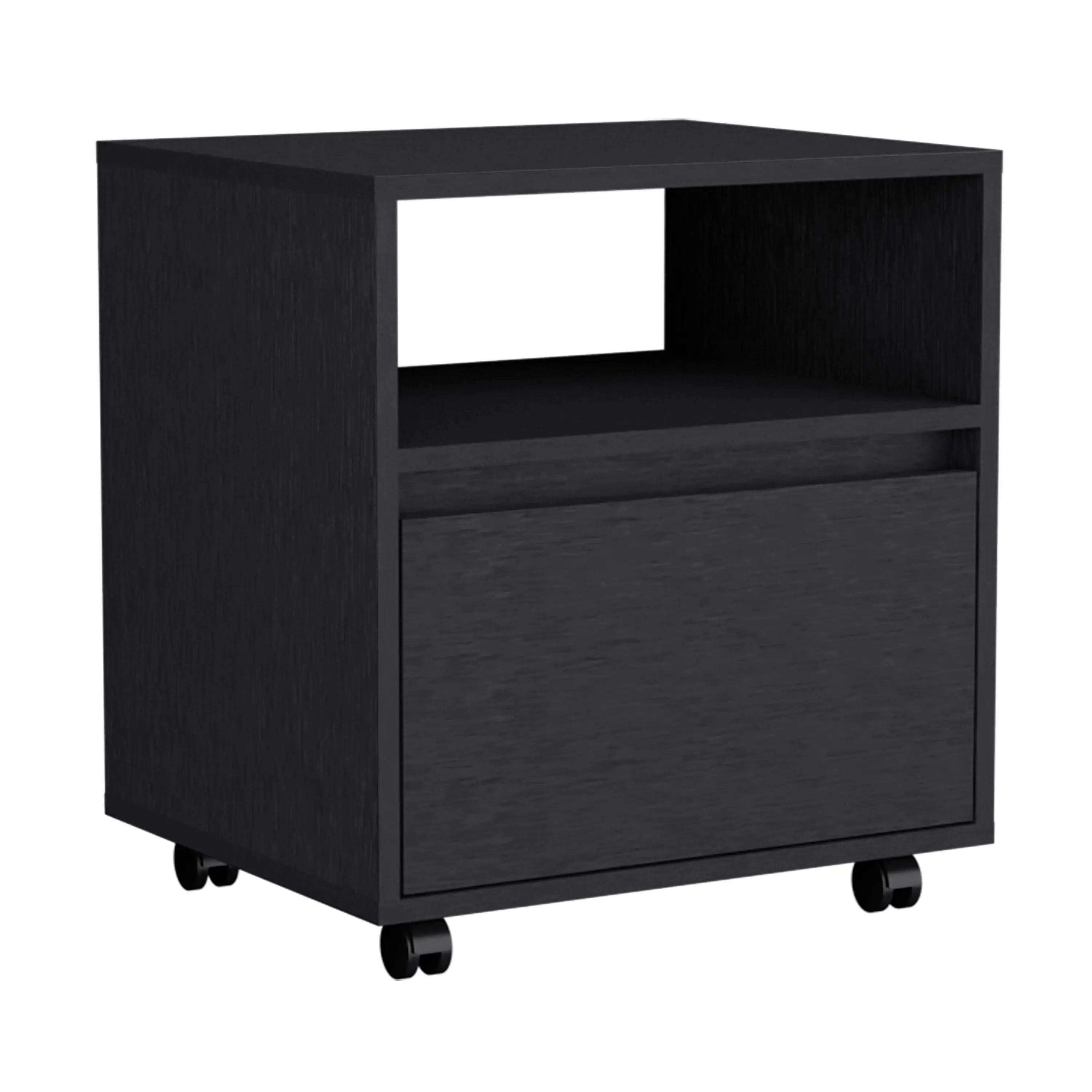 21" Black Wood One Drawer Nightstand Homeroots Bed & Bath