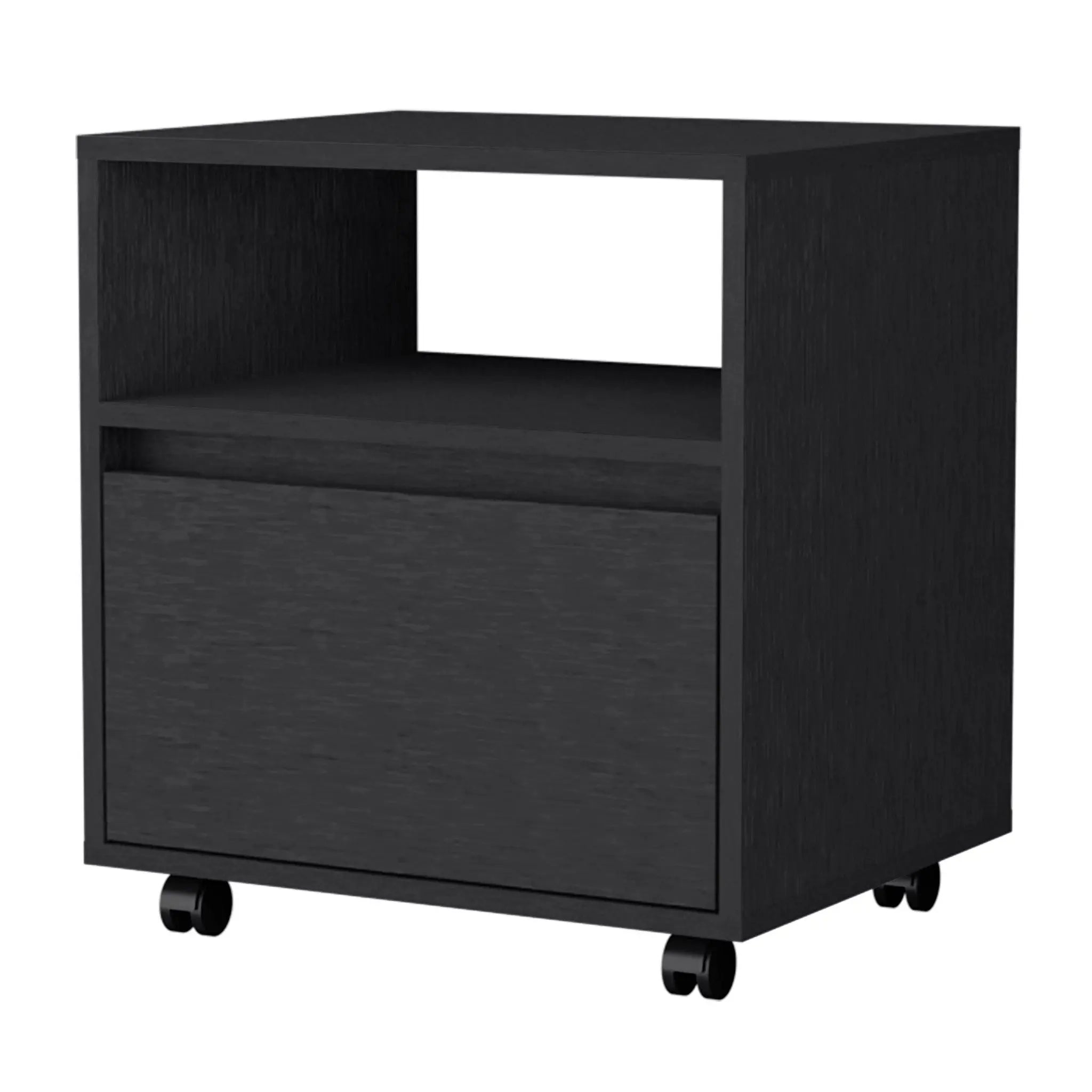 21" Black Wood One Drawer Nightstand with Integrated Tech Homeroots Bed & Bath