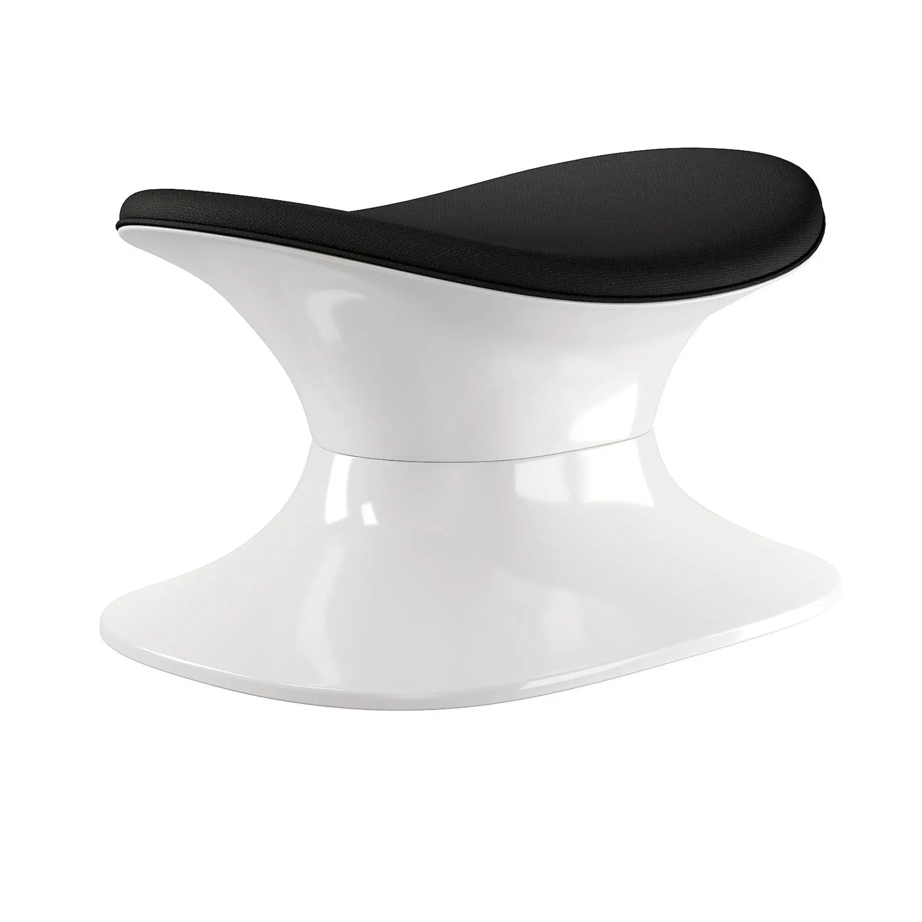 21" Black and White Wool And Fiberglass Contempo Footstool Ottoman Homeroots Living Room
