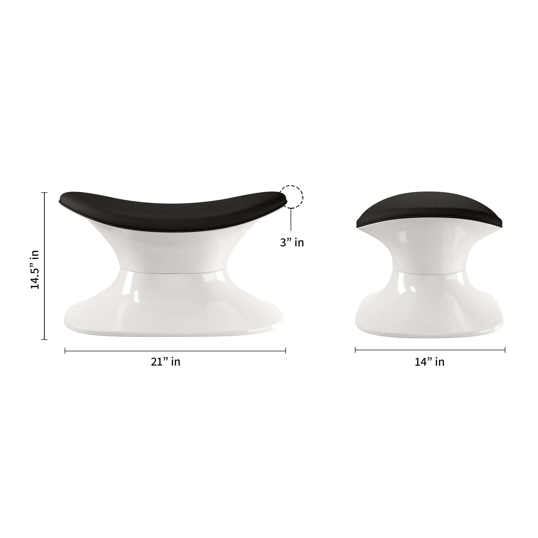 21" Black and White Wool And Fiberglass Contempo Footstool Ottoman Homeroots Living Room