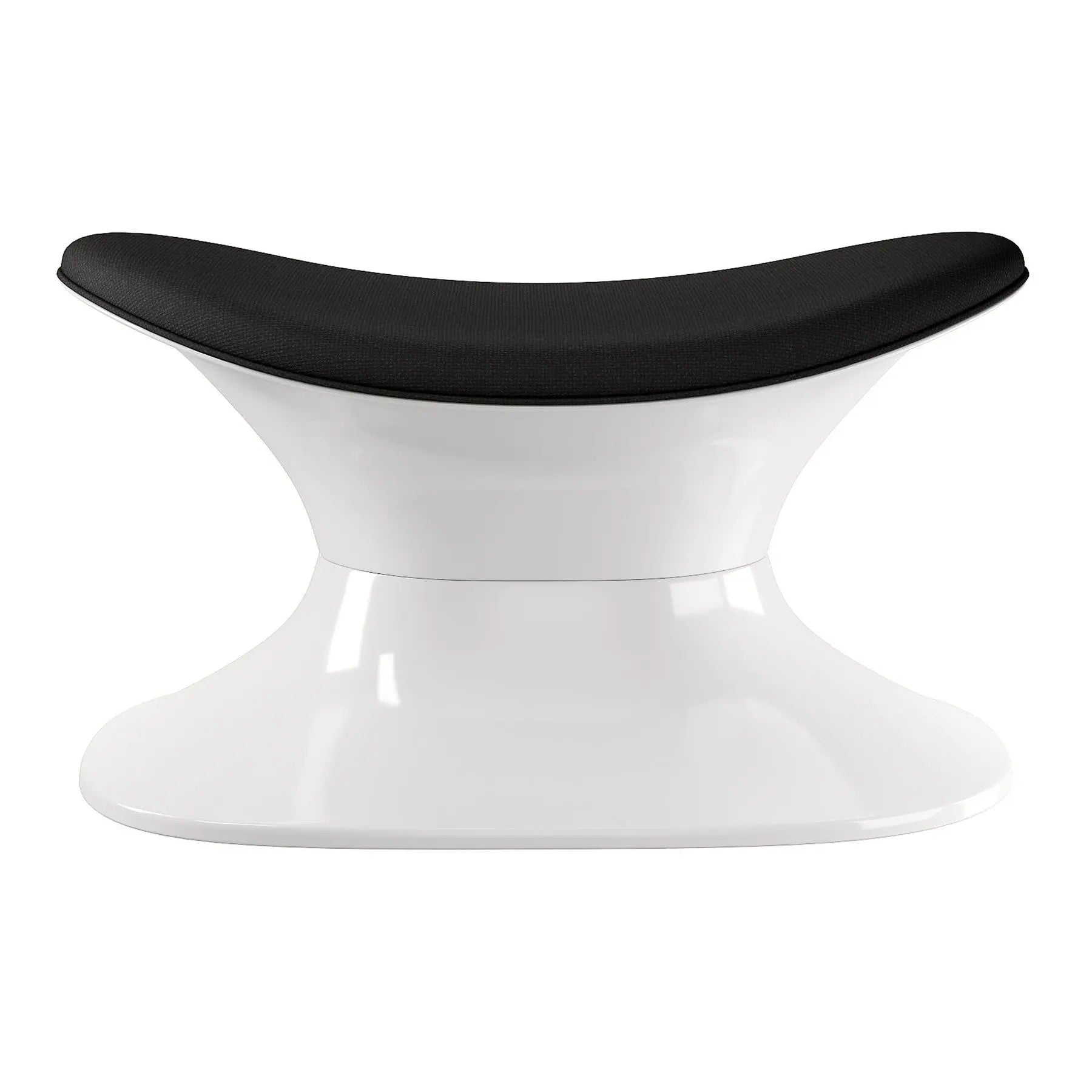 21" Black and White Wool And Fiberglass Contempo Footstool Ottoman Homeroots Living Room