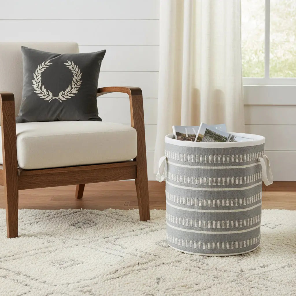 21" Blue Nesting Fabric Basket Homeroots Office