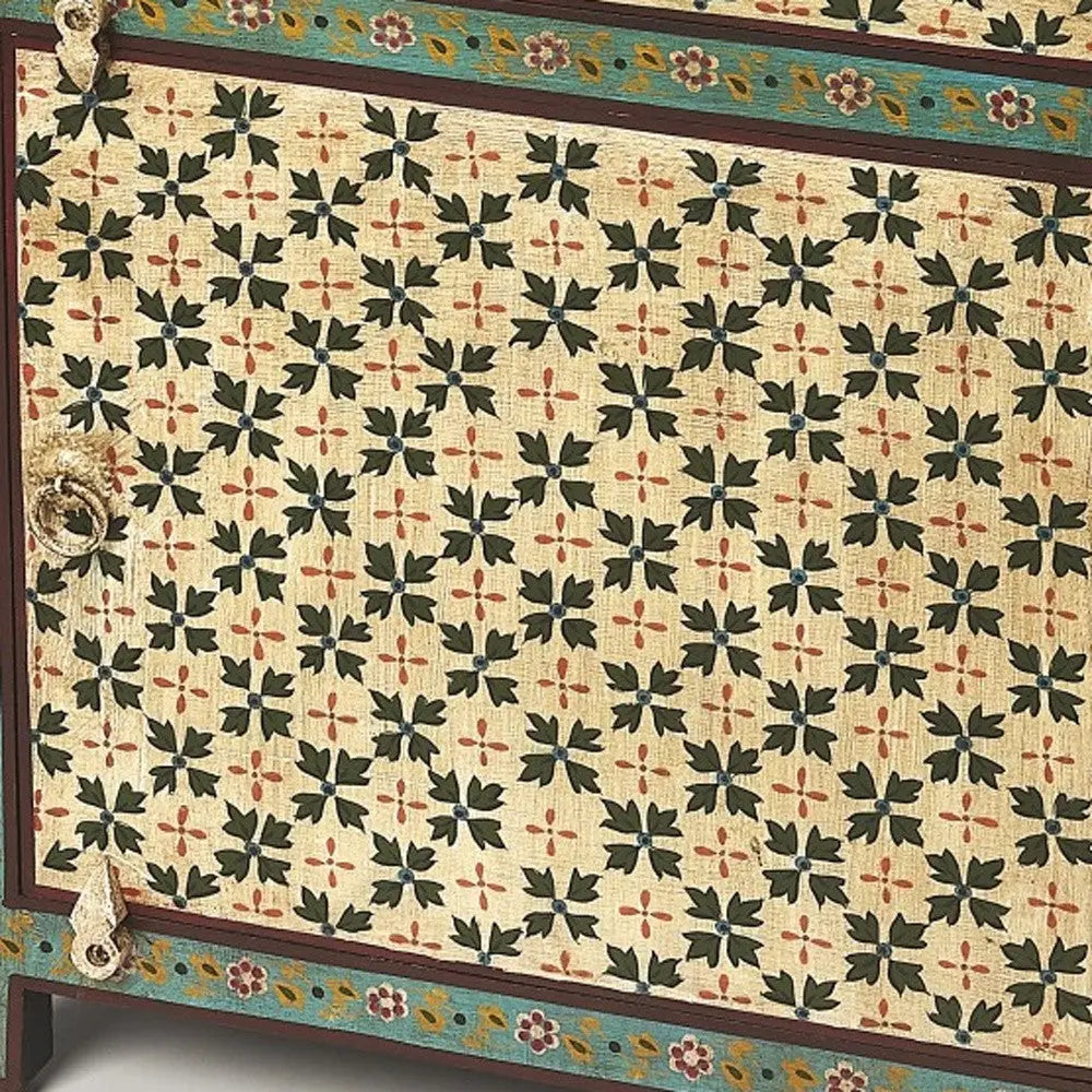 21" Brown And Green And Ivory Standard Accent Cabinet With One Drawer Homeroots Kitchen & Dining