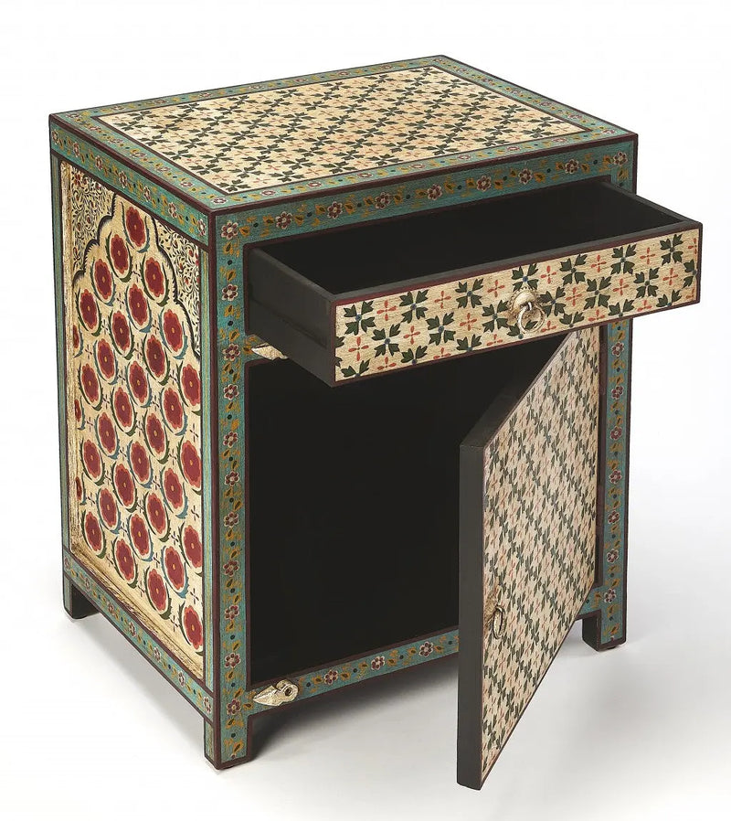 21" Brown And Green And Ivory Standard Accent Cabinet With One Drawer Homeroots Kitchen & Dining