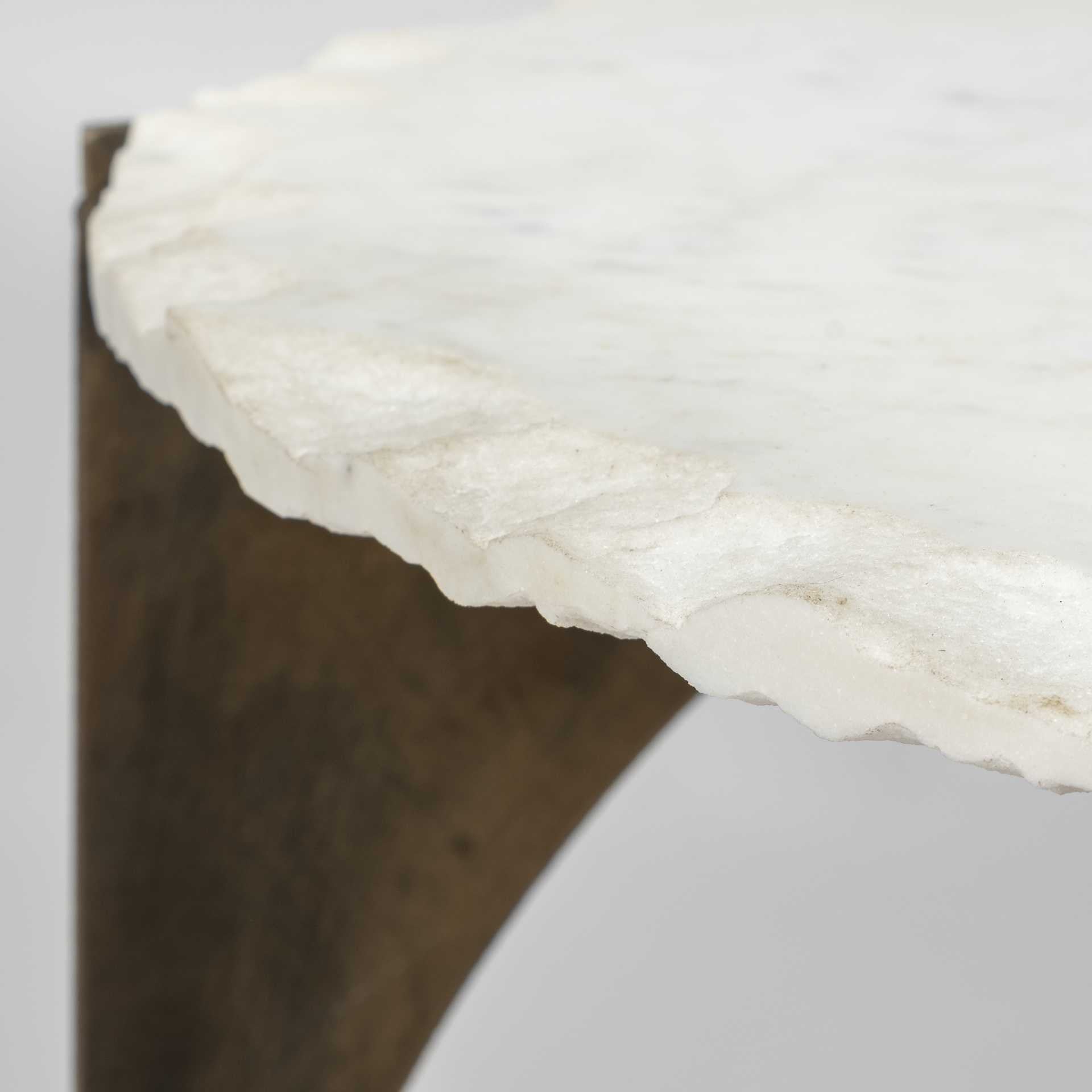 21" Brown And White Marble Round End Table - GreatEagleInc