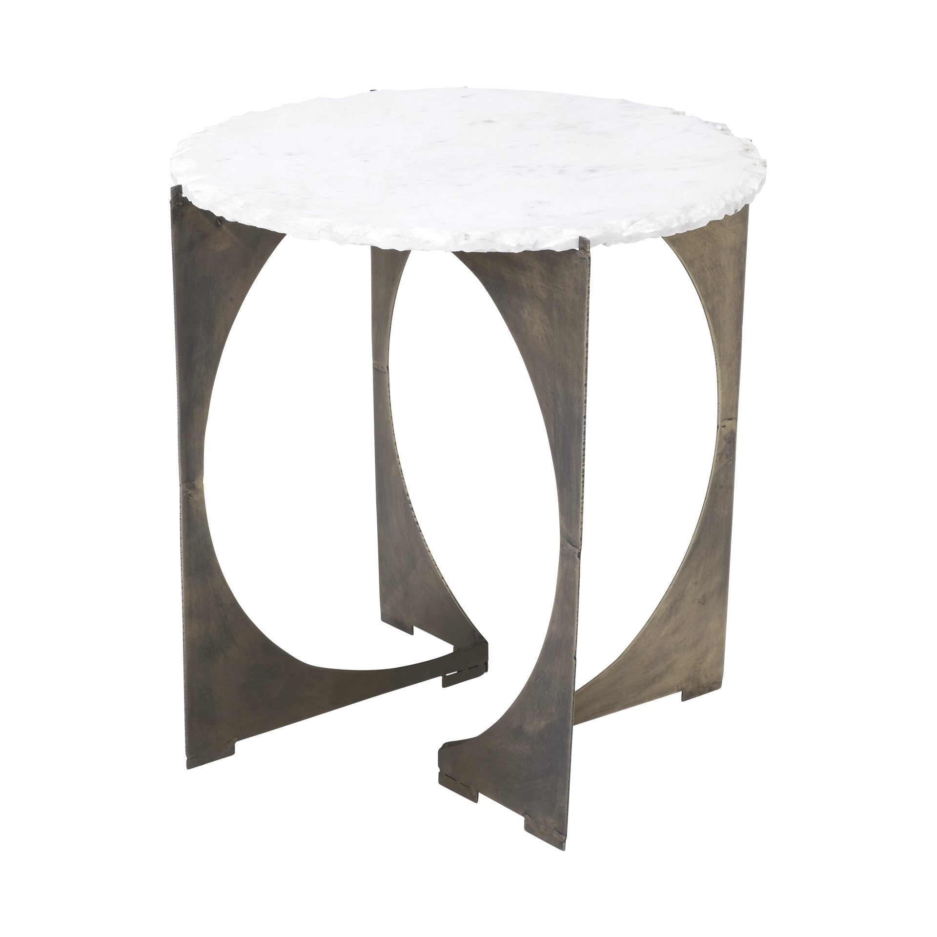 21" Brown And White Marble Round End Table - GreatEagleInc