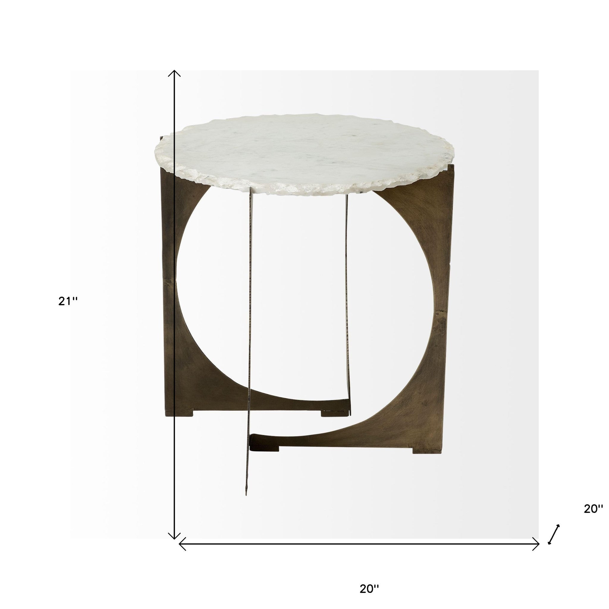 21" Brown And White Marble Round End Table - GreatEagleInc