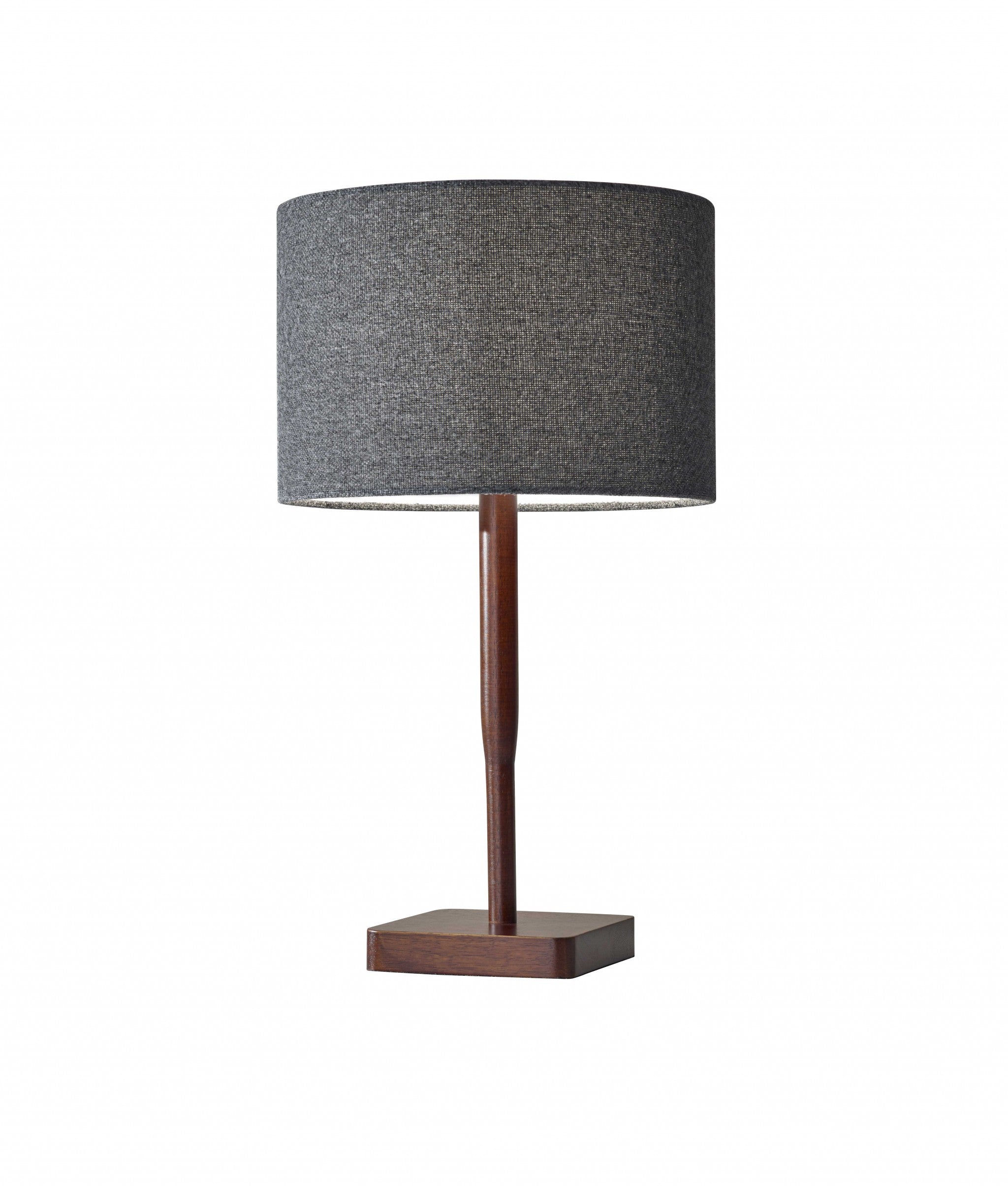 21" Brown Solid Wood Table Lamp With Dark Gray Drum Shade - GreatEagleInc