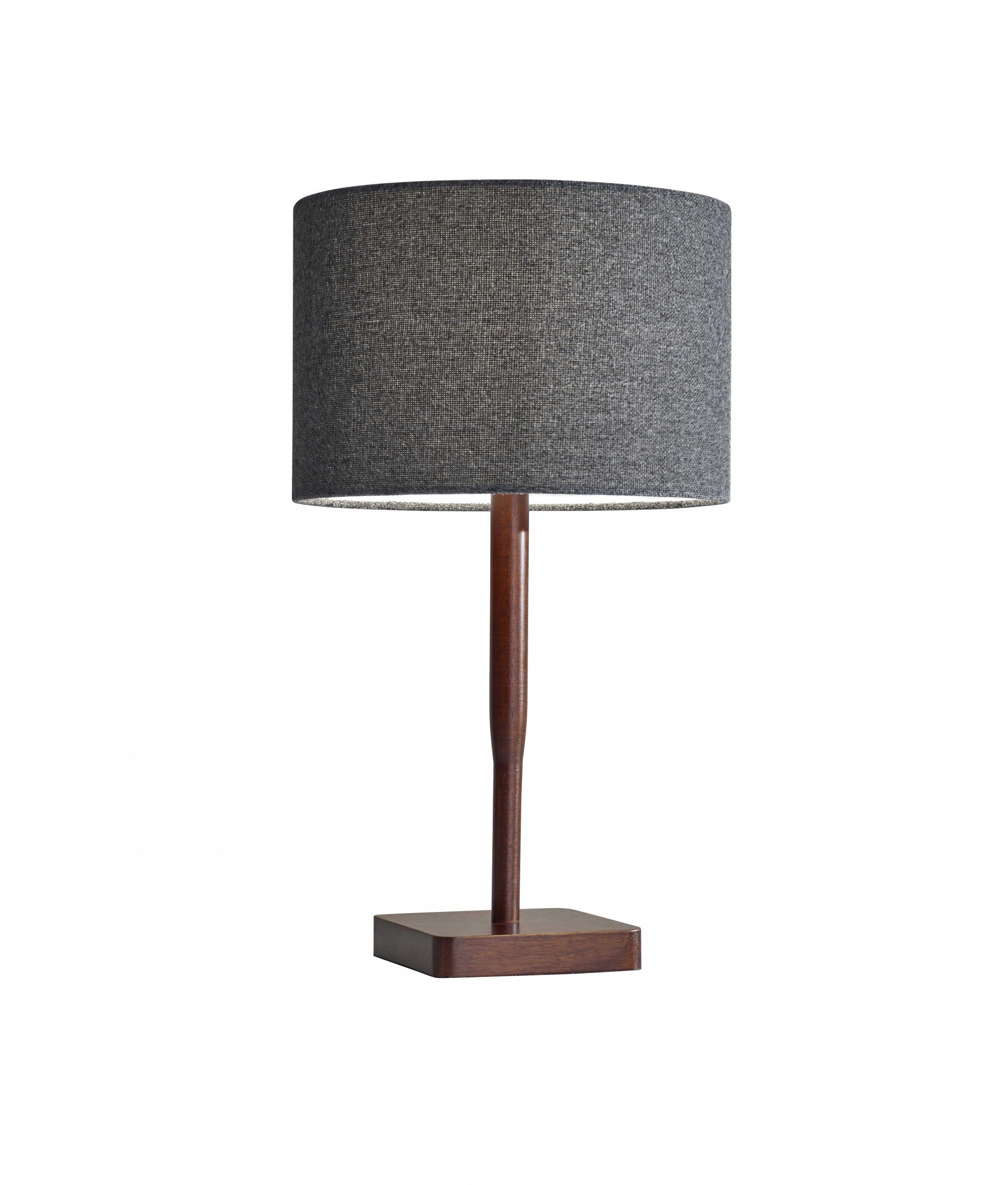21" Brown Solid Wood Table Lamp With Dark Gray Drum Shade - GreatEagleInc