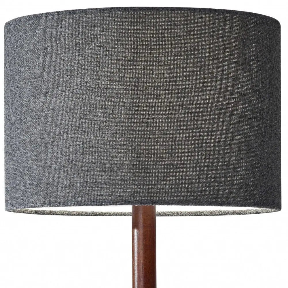 21" Brown Solid Wood Table Lamp With Dark Gray Drum Shade - GreatEagleInc
