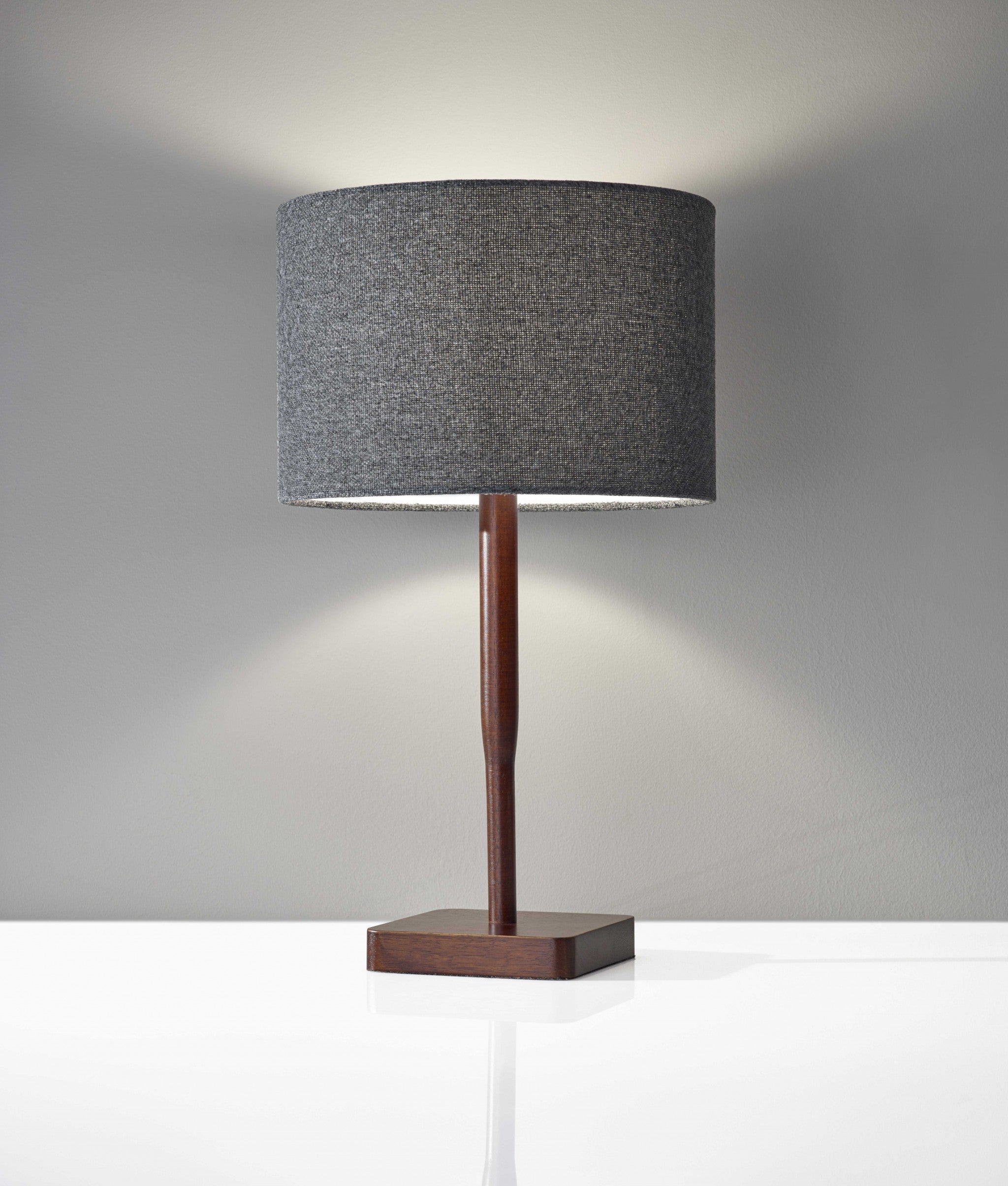 21" Brown Solid Wood Table Lamp With Dark Gray Drum Shade - GreatEagleInc